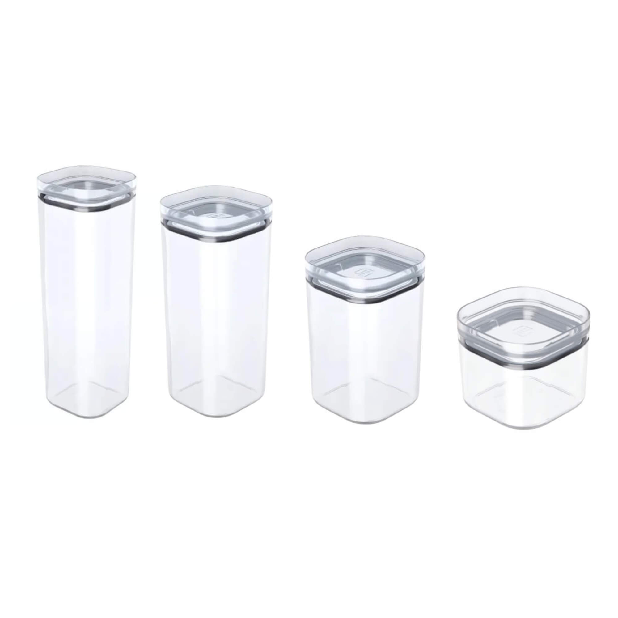 COMP Kit 4 Potes Organizadores Herméticos com Tampa 2,2L 1,5L 1L 450ml Transparente PP Plástico