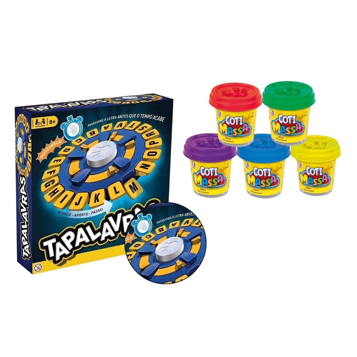 COMP Jogo Tapalavras + 5 Massinhas Coti Massa Cotiplas Criativa e Educativa Para Toda a Família