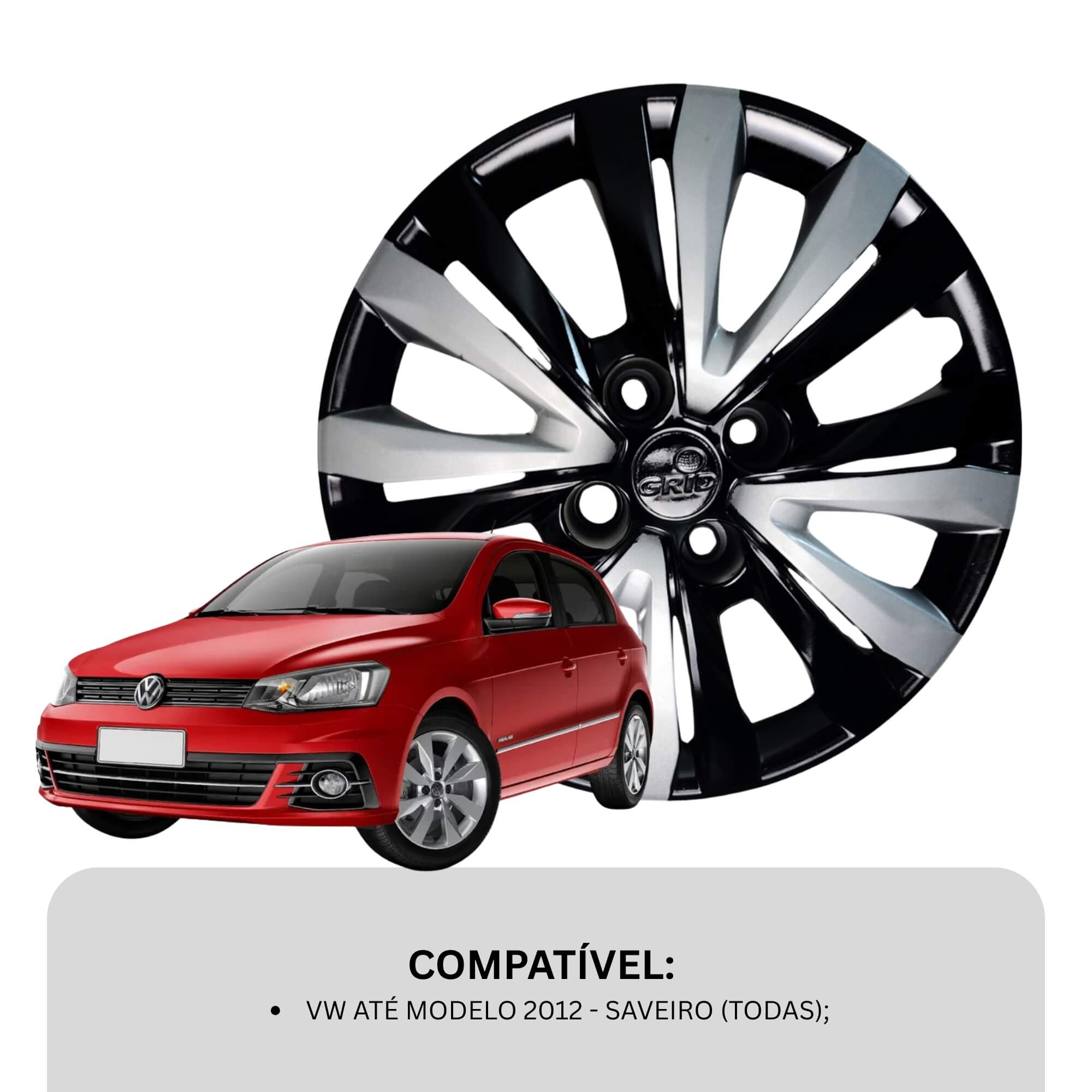 Calota Aro 14" Preto/Prata Mod Gol G7 2017/18 Jogo c/4 Calotas Grid - 245CA-PBP-E