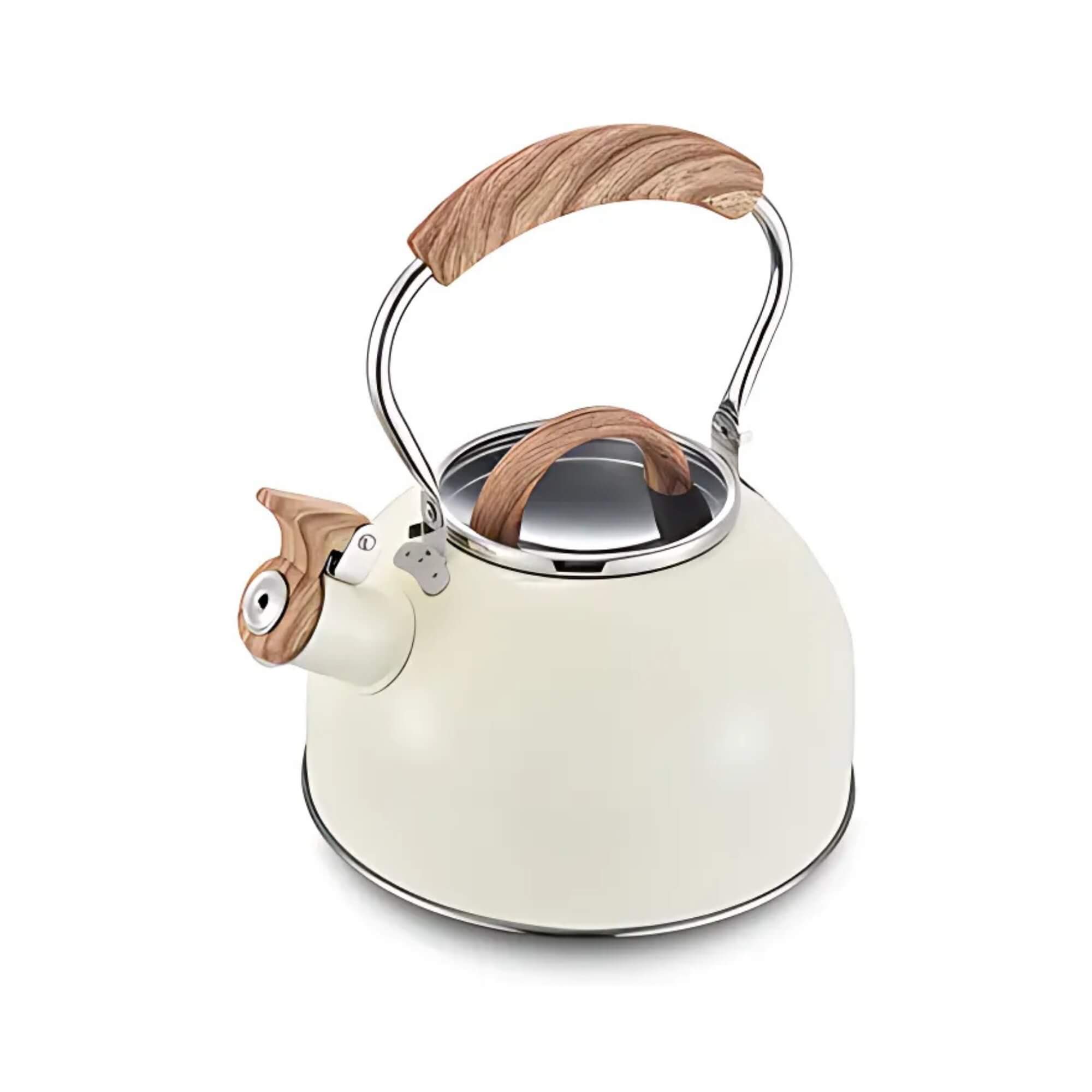 Chaleira 2,0L Linha Indução Vanilla com Apito e Cabo Baquelite Amadeirado MTA - 1219