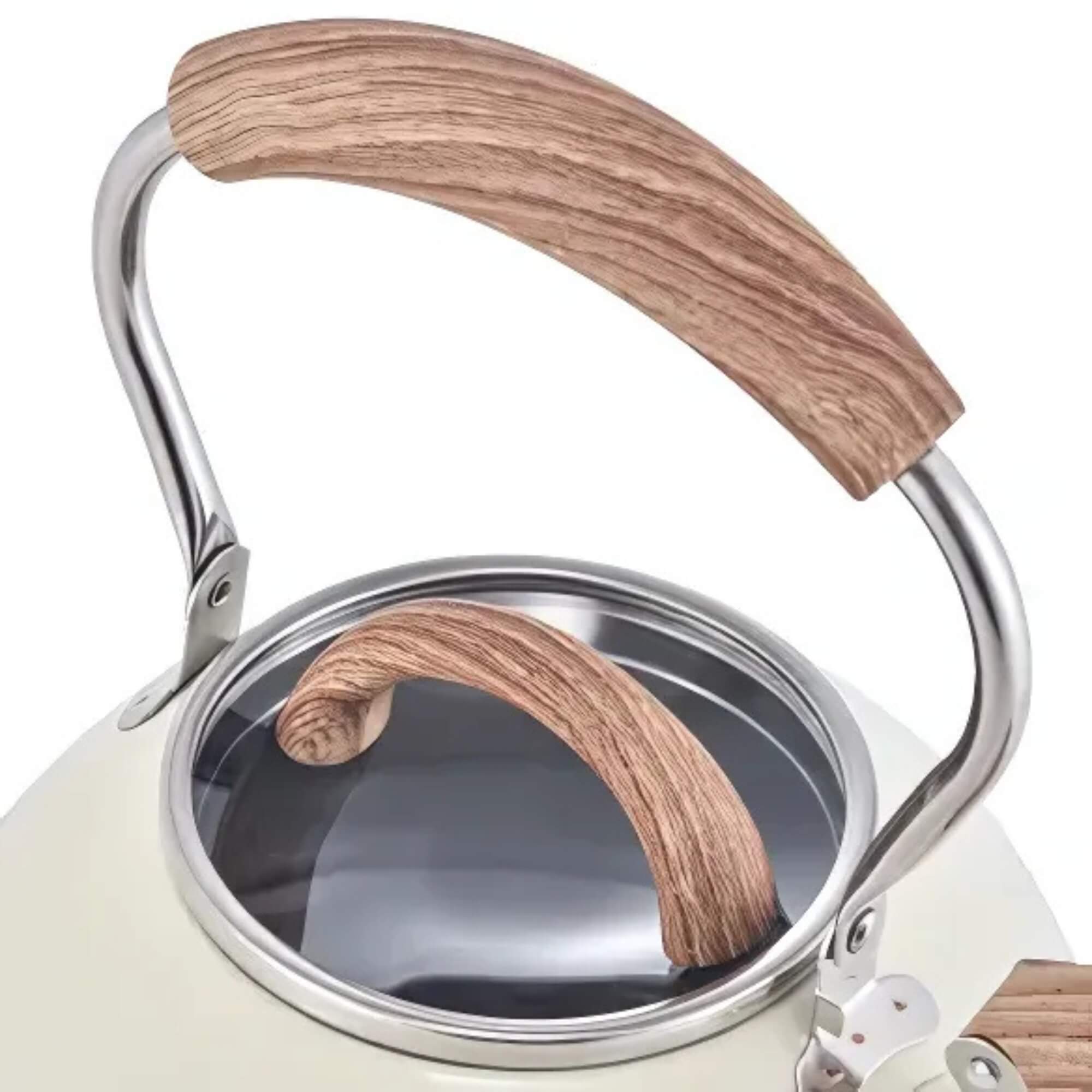 Chaleira 2,0L Linha Indução Vanilla com Apito e Cabo Baquelite Amadeirado MTA - 1219