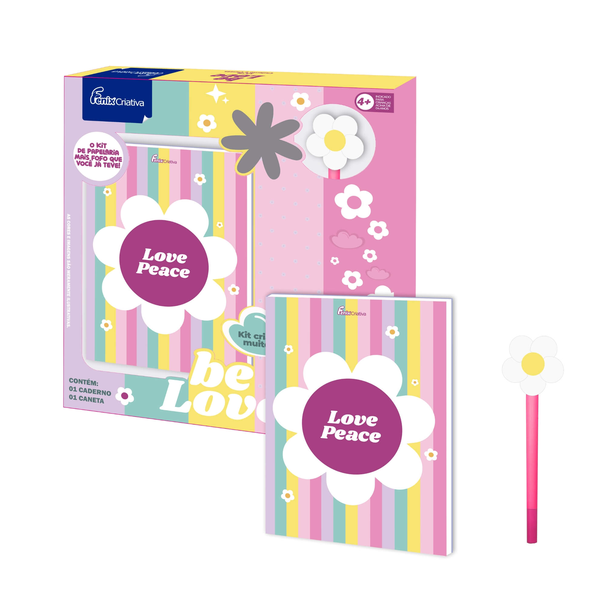 Kit Caderno Love Peace com Caneta Fenix - FPM-563