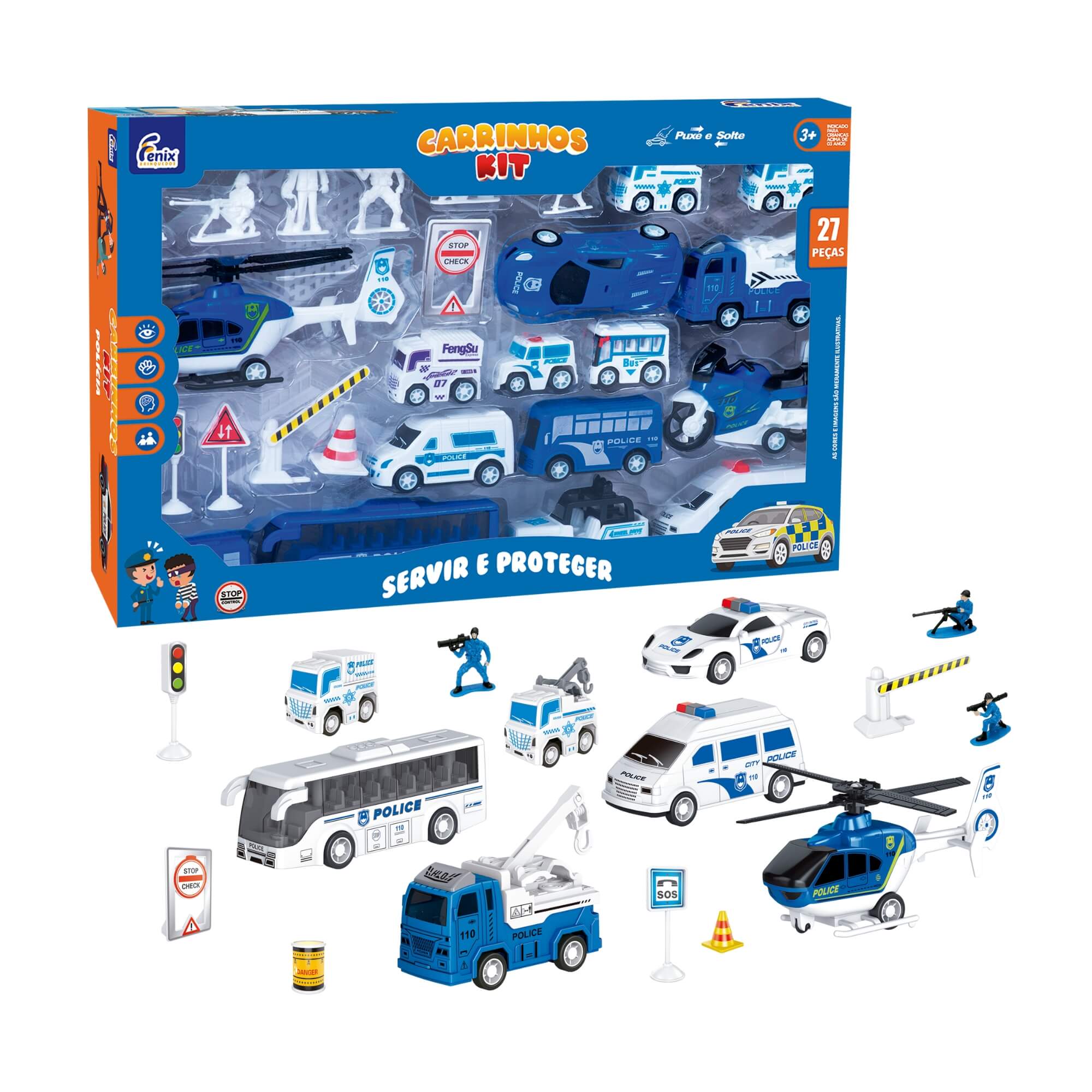 Brinquedo Infantil Kit Carrinhos Polícia G Fenix - CKT-471PL