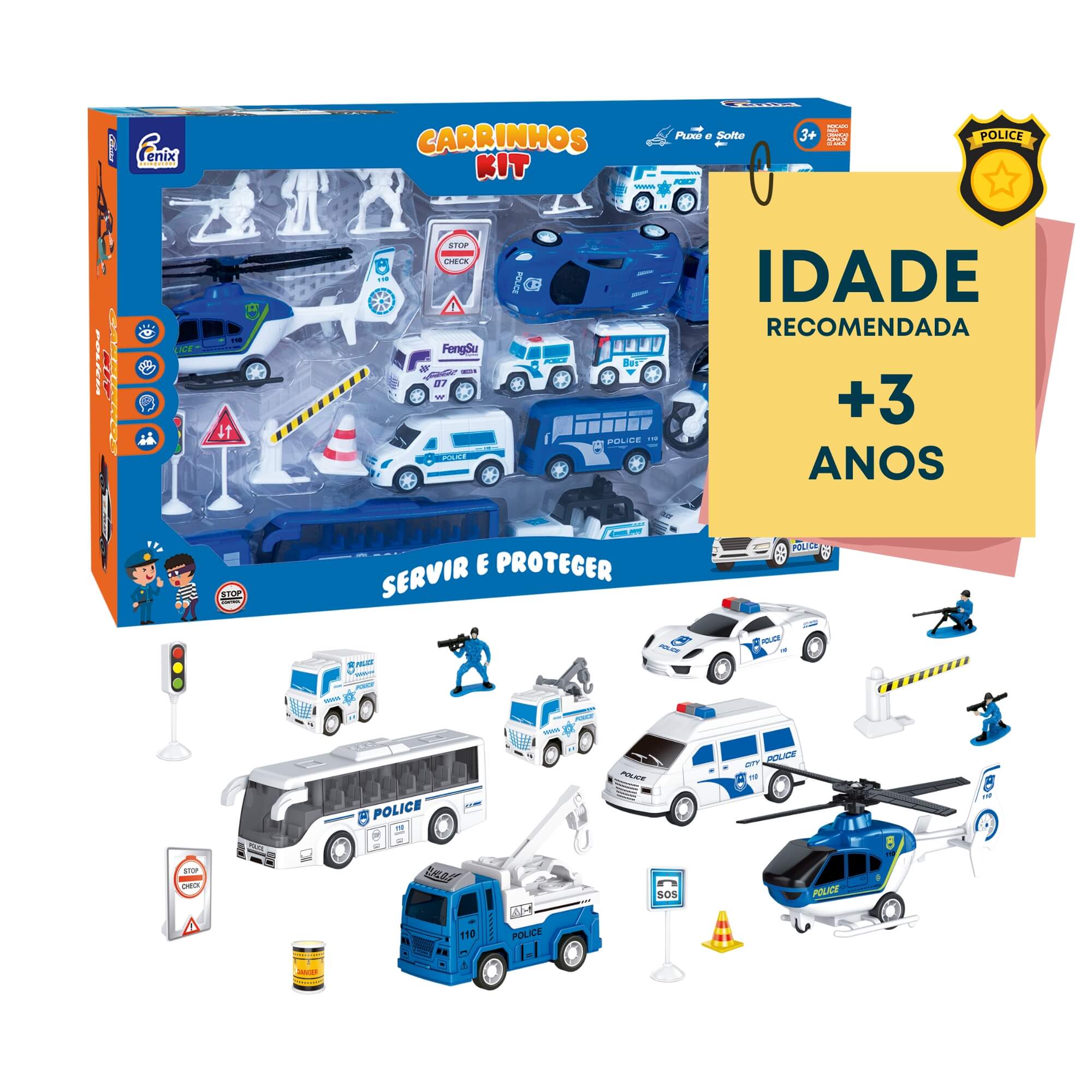Brinquedo Infantil Kit Carrinhos Polícia G Fenix - CKT-471PL