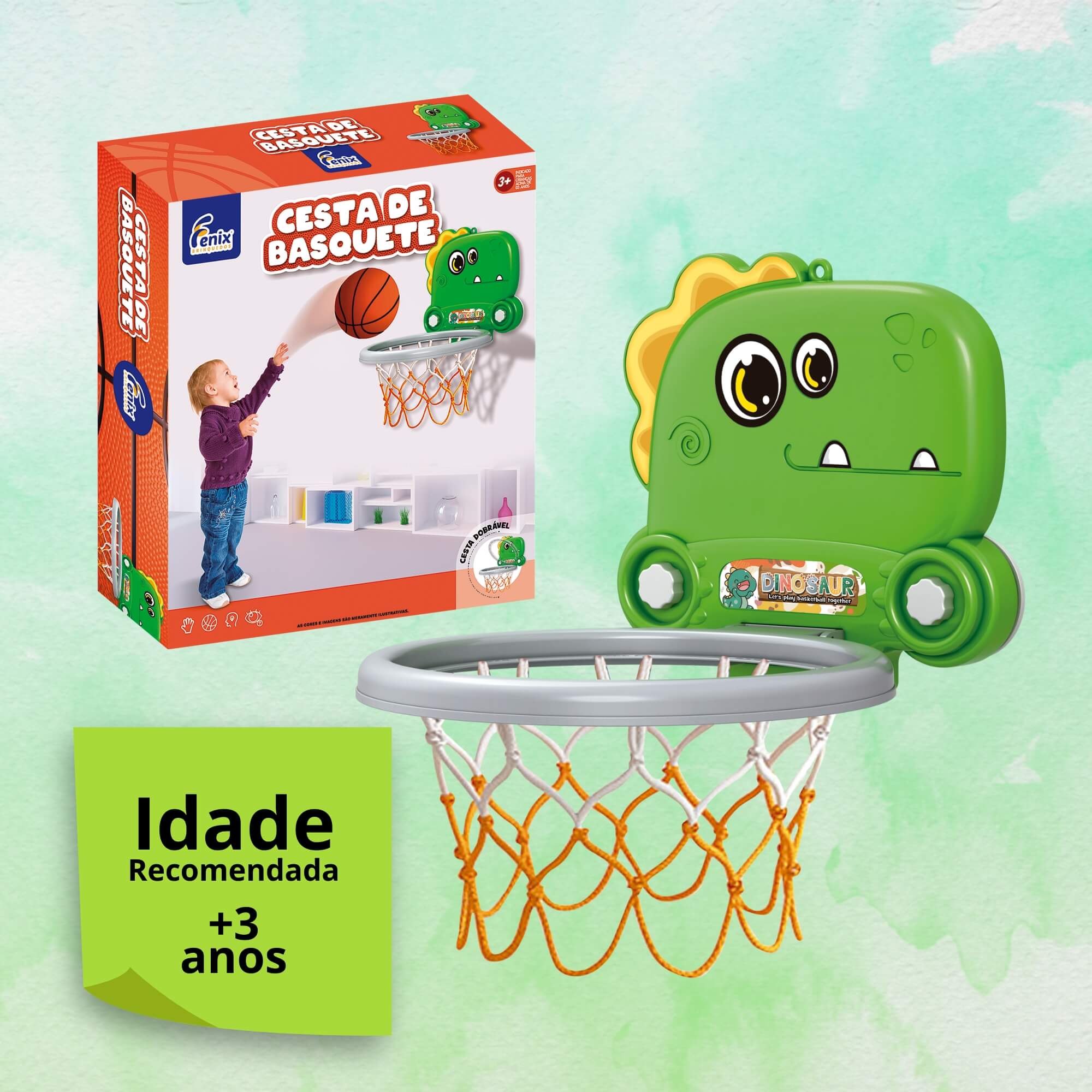 Brinquedo Infantil Cesta de Basquete Dino Fenix - BBA-487D
