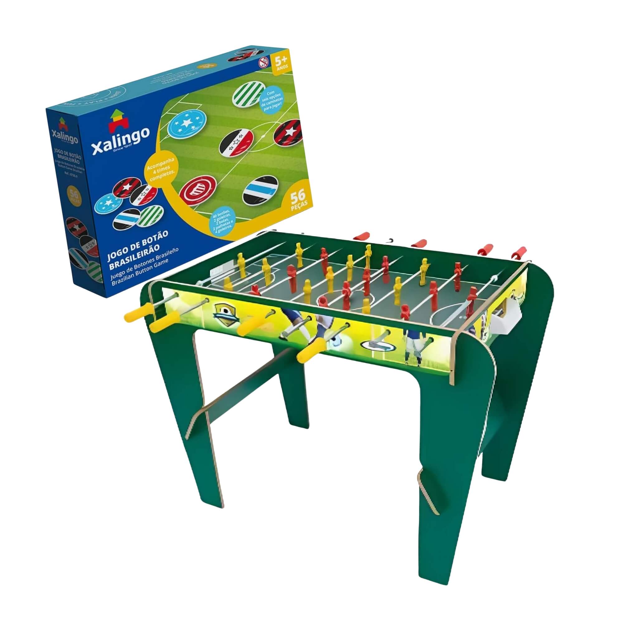 COMP Kit Mini Pebolim Super Copa Xalingo + Jogo de Botão Brasileirão com 4 Times Xalingo