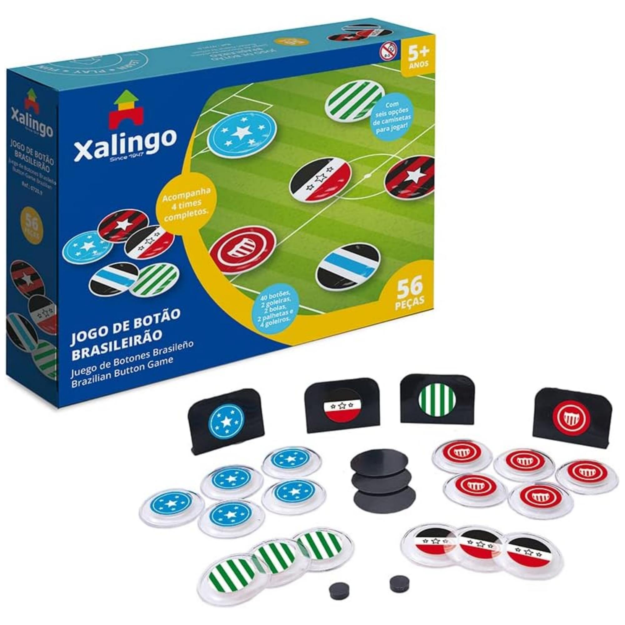 COMP Kit Mini Pebolim Super Copa Xalingo + Jogo de Botão Brasileirão com 4 Times Xalingo