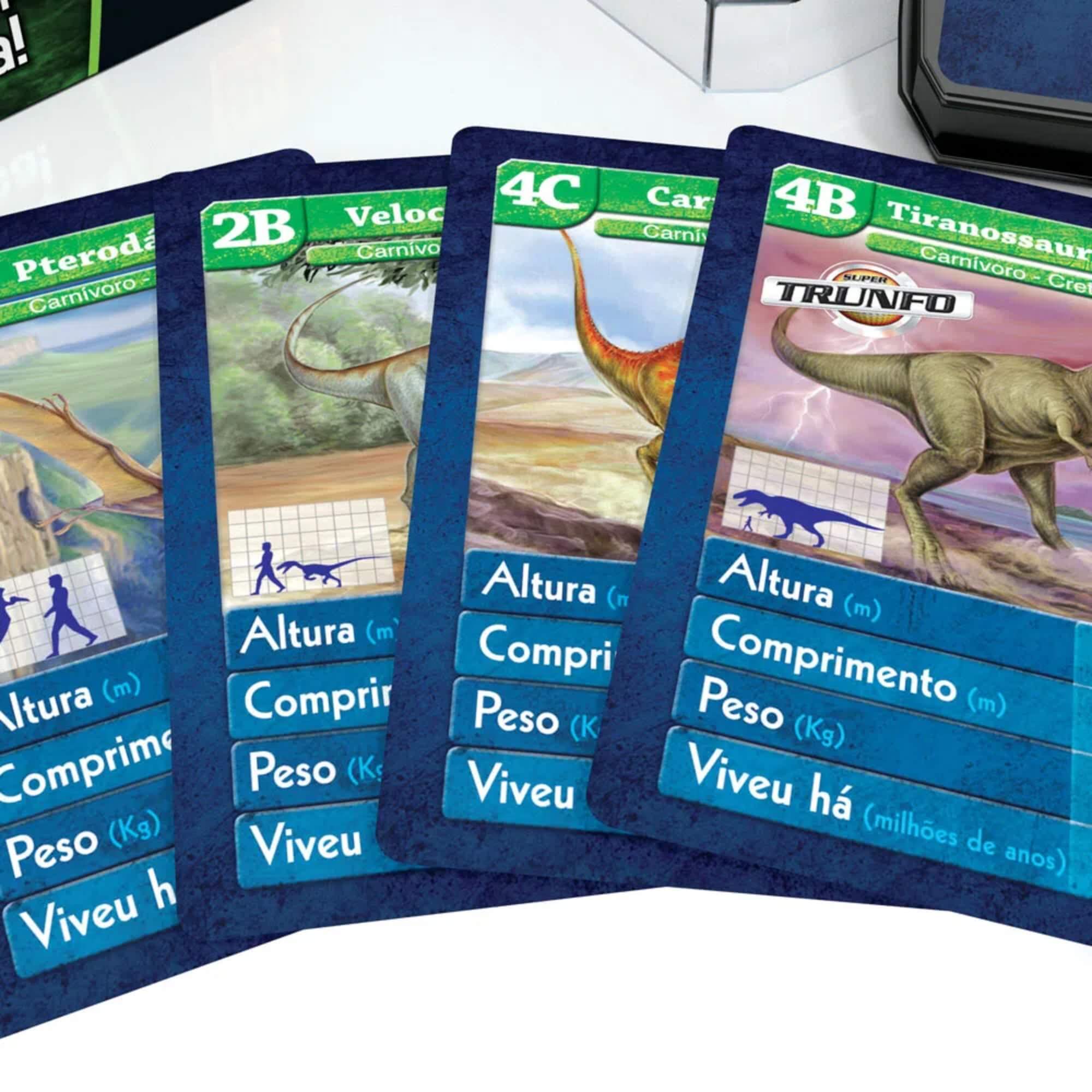 COMP Kit 2 Jogos Super Trunfo Dinossauros Grow com 32 Cartas Cada + Caixa Plástica