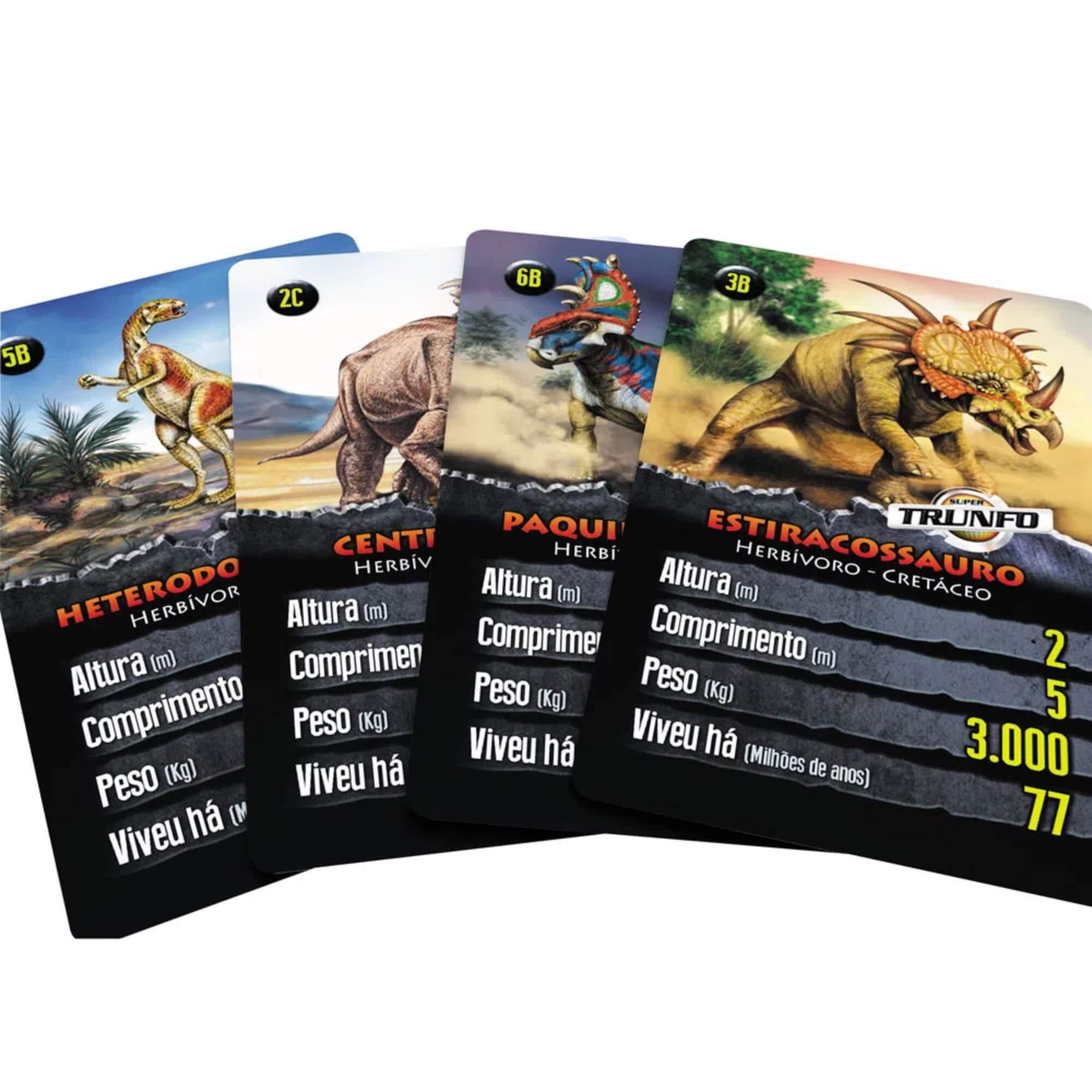 COMP Kit 2 Jogos Super Trunfo Dinossauros Grow com 32 Cartas Cada + Caixa Plástica