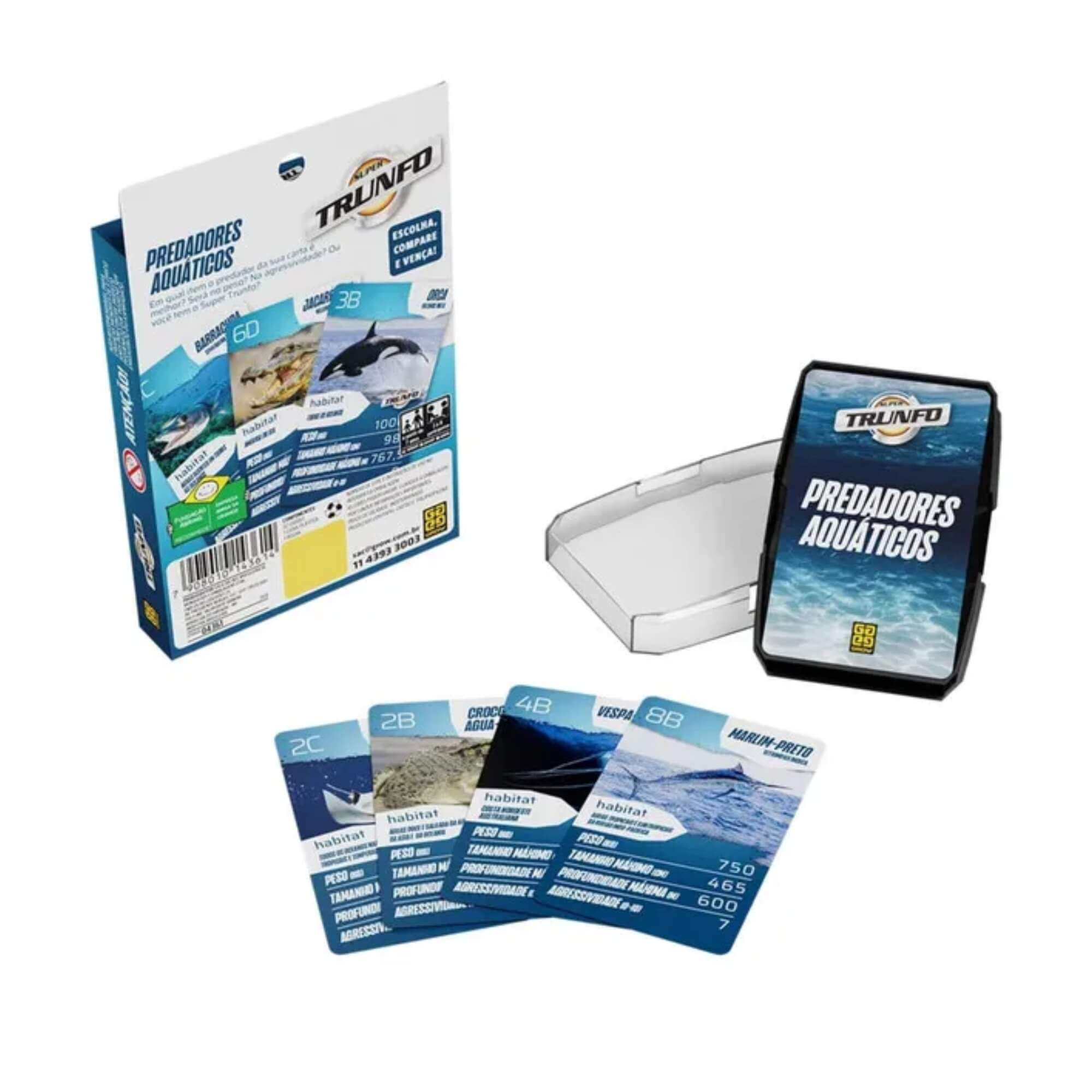COMP Kit 2 Jogos Super Trunfo Predadores e Predadores Aquáticos Grow com 32 Cartas Cada
