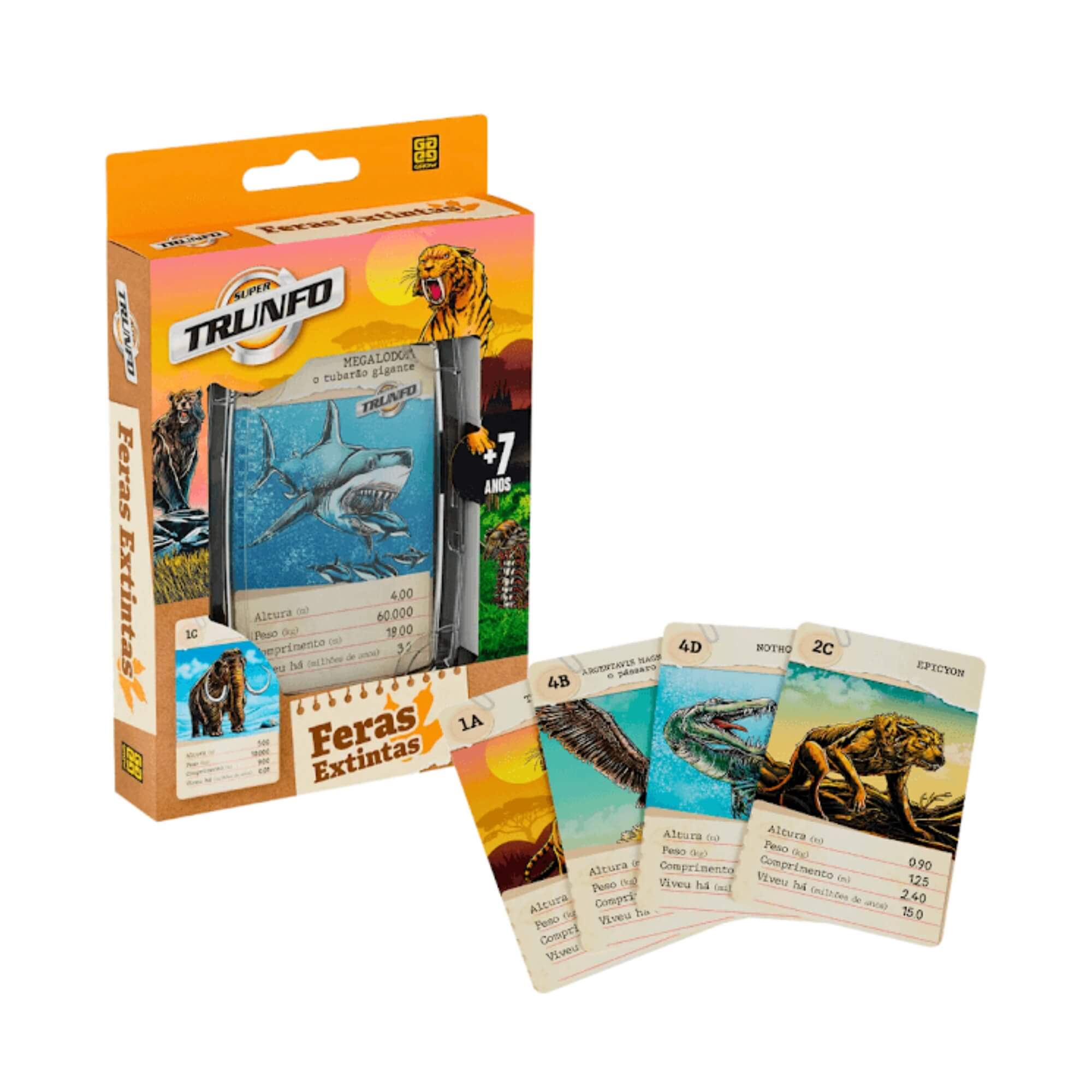 COMP Kit 2 Jogos Super Trunfo Grow Animais Selvagens + Feras Extintas com 32 Cartas Cada