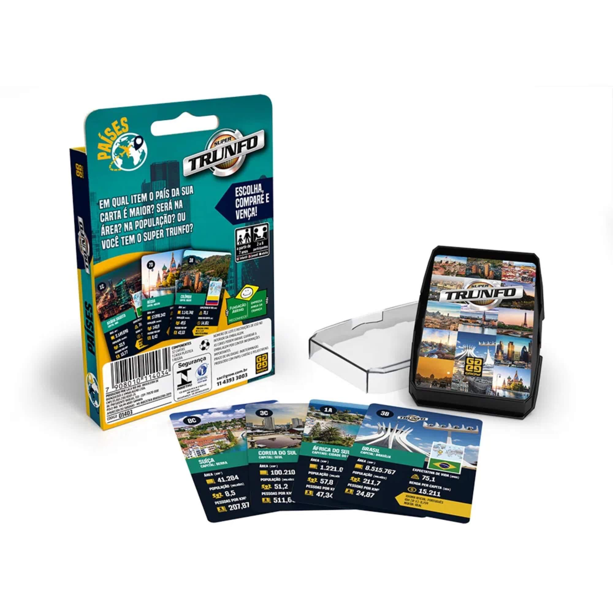 COMP Kit 3 Jogos Super Trunfo Grow Países + Cidades do Mundo + Monumentos do Mundo