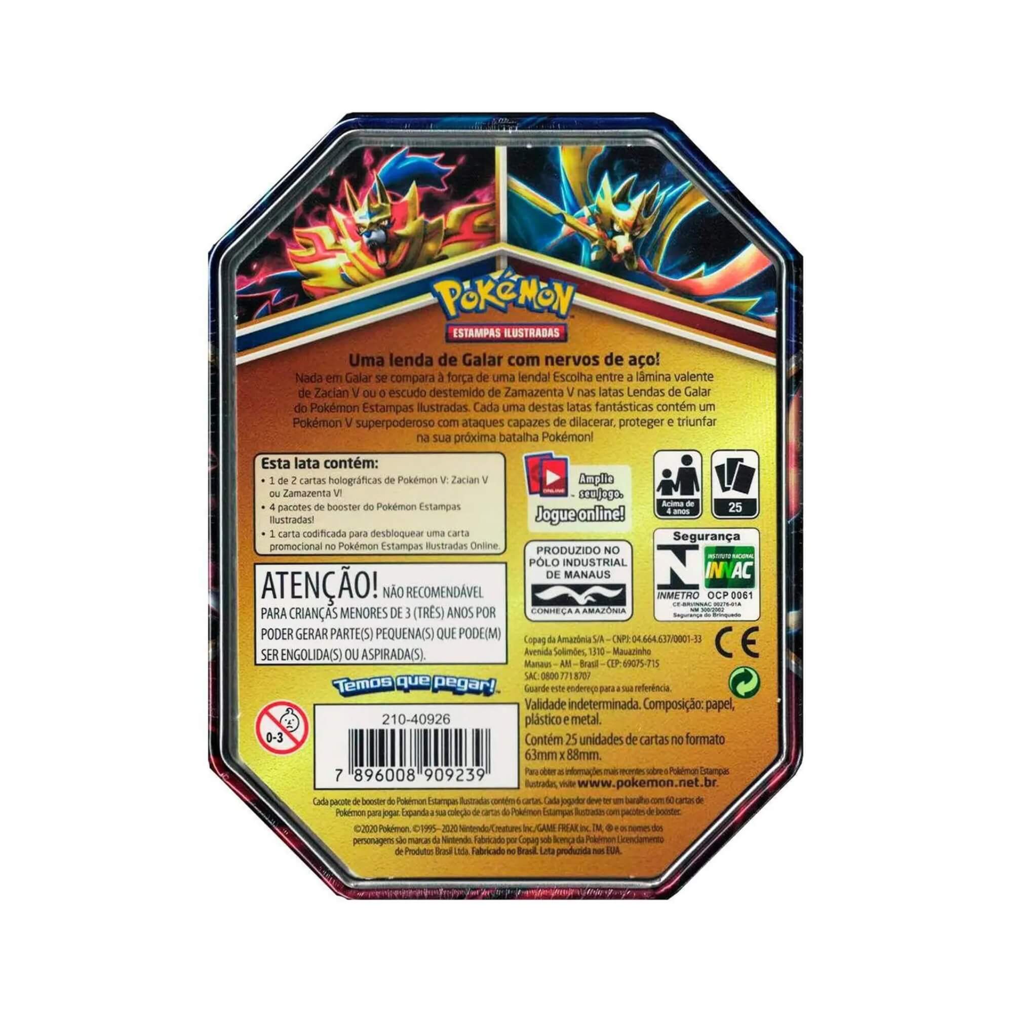 Pokemon Latas Lendas de Galar Zacian-V e Zamazenta V Copag - 90924
