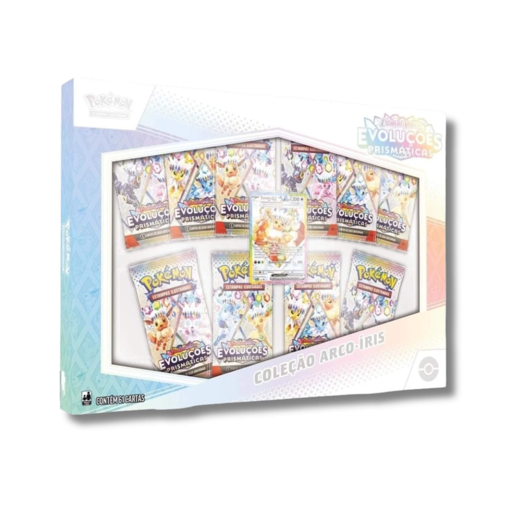 Box Pokemon EV8.5 Evoluções Prismáticas - Coleção Arco Íris Copag - 35242
