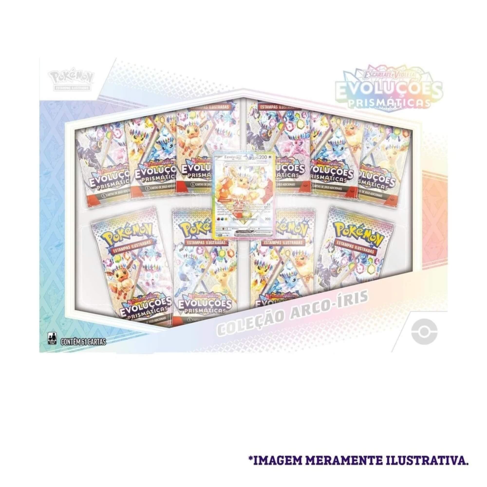 Box Pokemon EV8.5 Evoluções Prismáticas - Coleção Arco Íris Copag - 35242