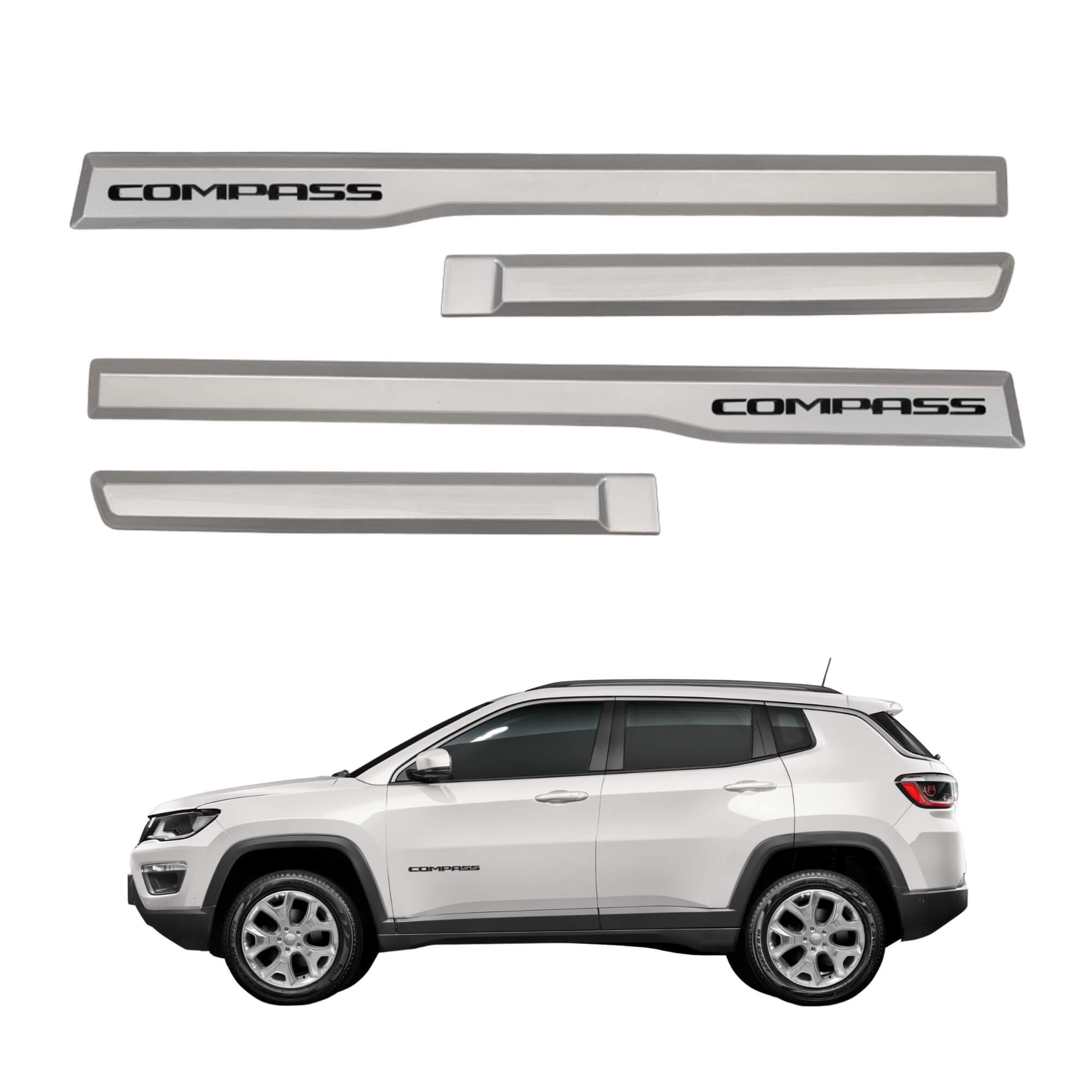 VAR Friso Tipo Original 4P 4 Peças Grid - Escolha o Modelo Modelo:Compass 2021 em diante - Prata Billet