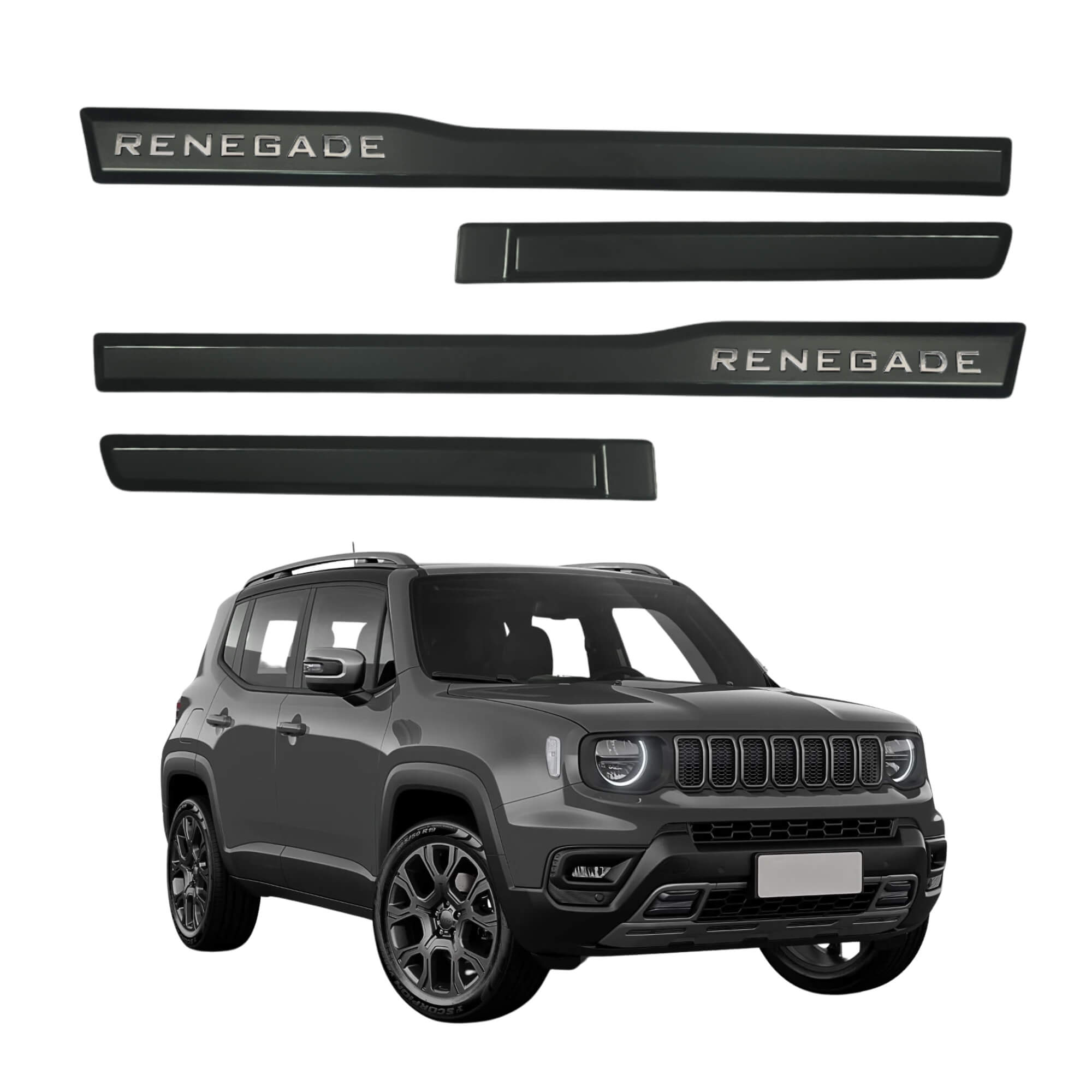 VAR Friso Tipo Original 4P 4 Peças Grid - Escolha o Modelo Modelo:Renegade 2022 em diante - Cinza Granite