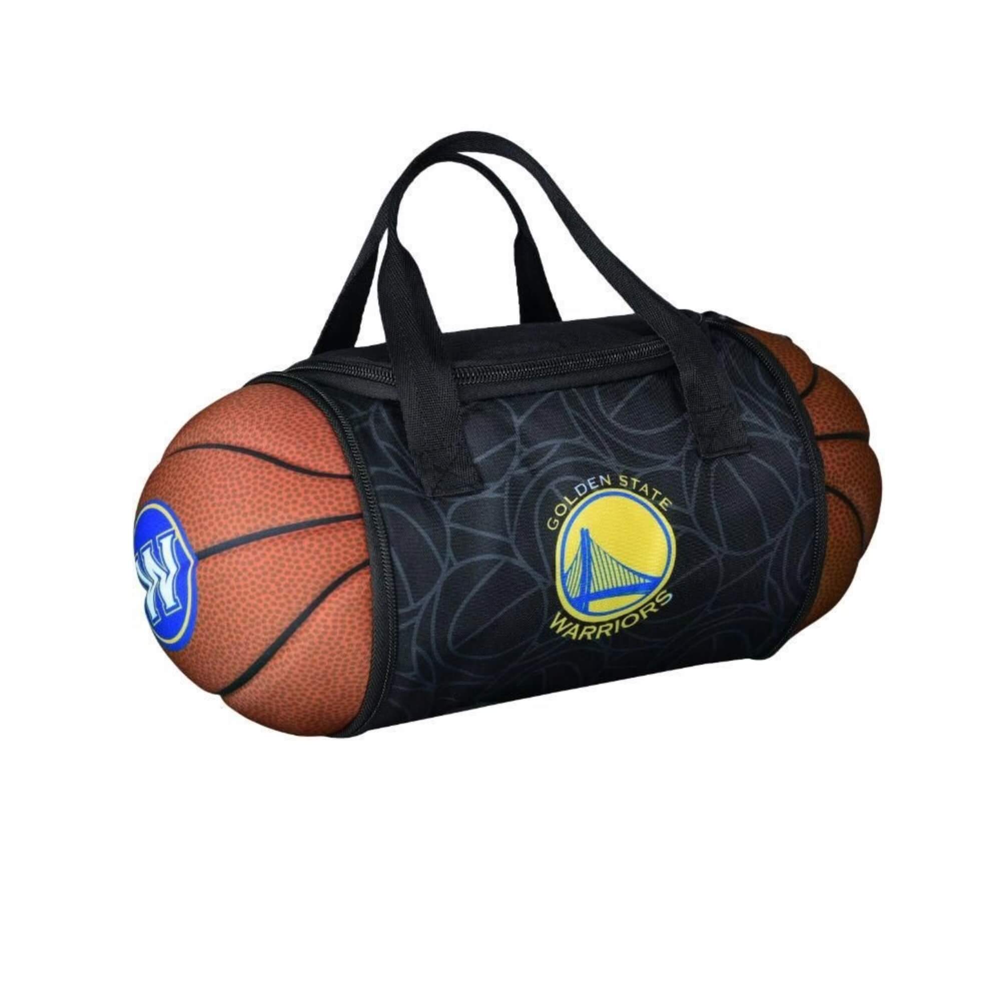 comp Kit Bolsa Térmica NBA Warriors 4,7L + Garrafa Dobrável 550ml com Canudo Futebol e Magia