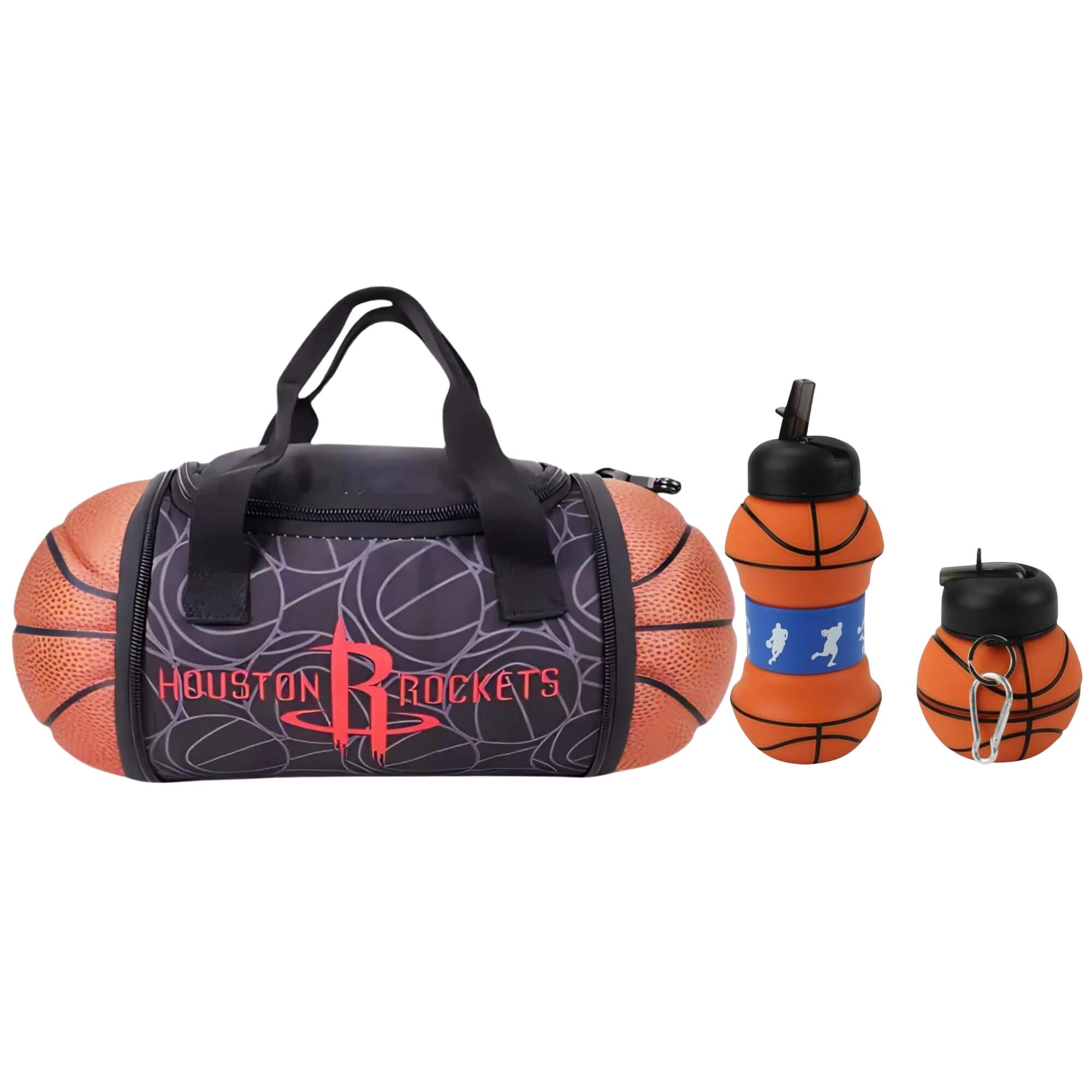 COMP Kit Bolsa Térmica NBA Houston Rockets 4,7L + Garrafa Dobrável 550ml Futebol e Magia