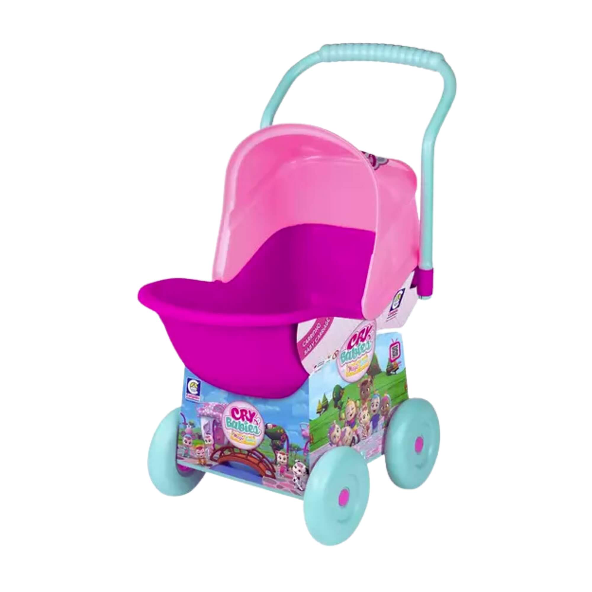 COMP Kit Boneca Cry Babies Fantasy Jassy + Carrinho de Passeio Cry Babies 64cm