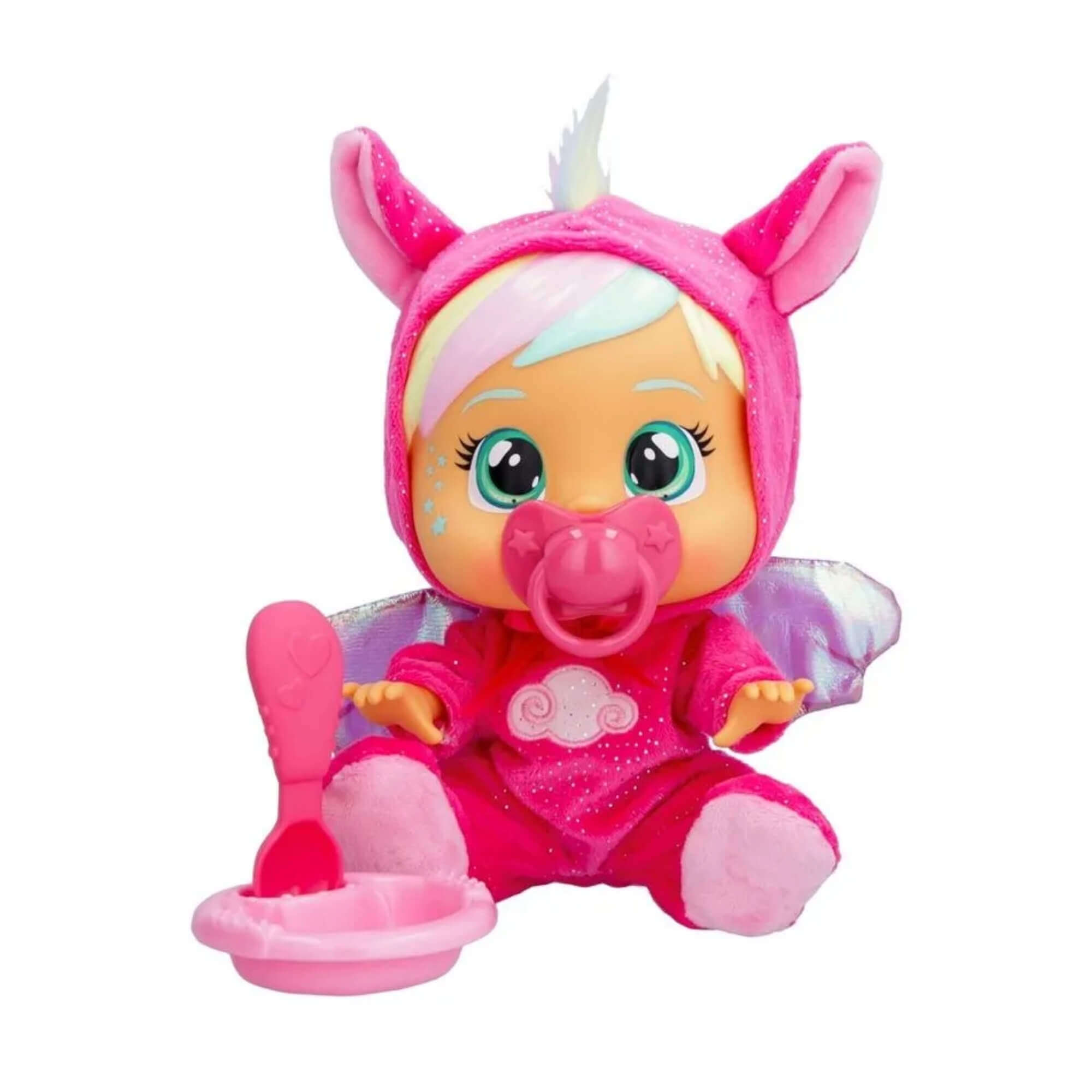 COMP Kit Boneca Cry Babies Loving Care Fitsy Dreamy + Carrinho de Passeio Cry Babies 64cm