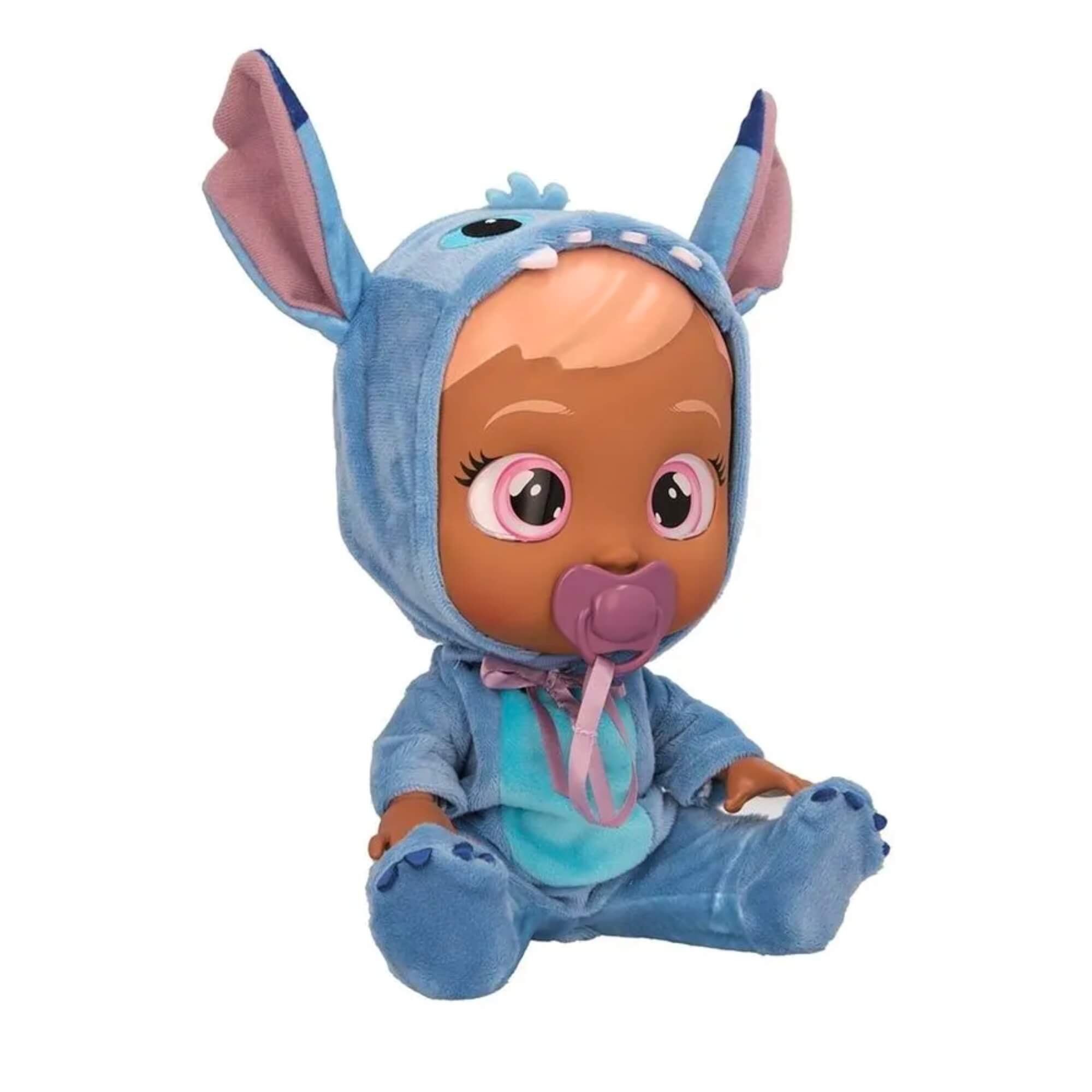 COMP Kit Boneca Cry Babies Stitch Fantasia + Carrinho de Passeio Cry Babies 64cm