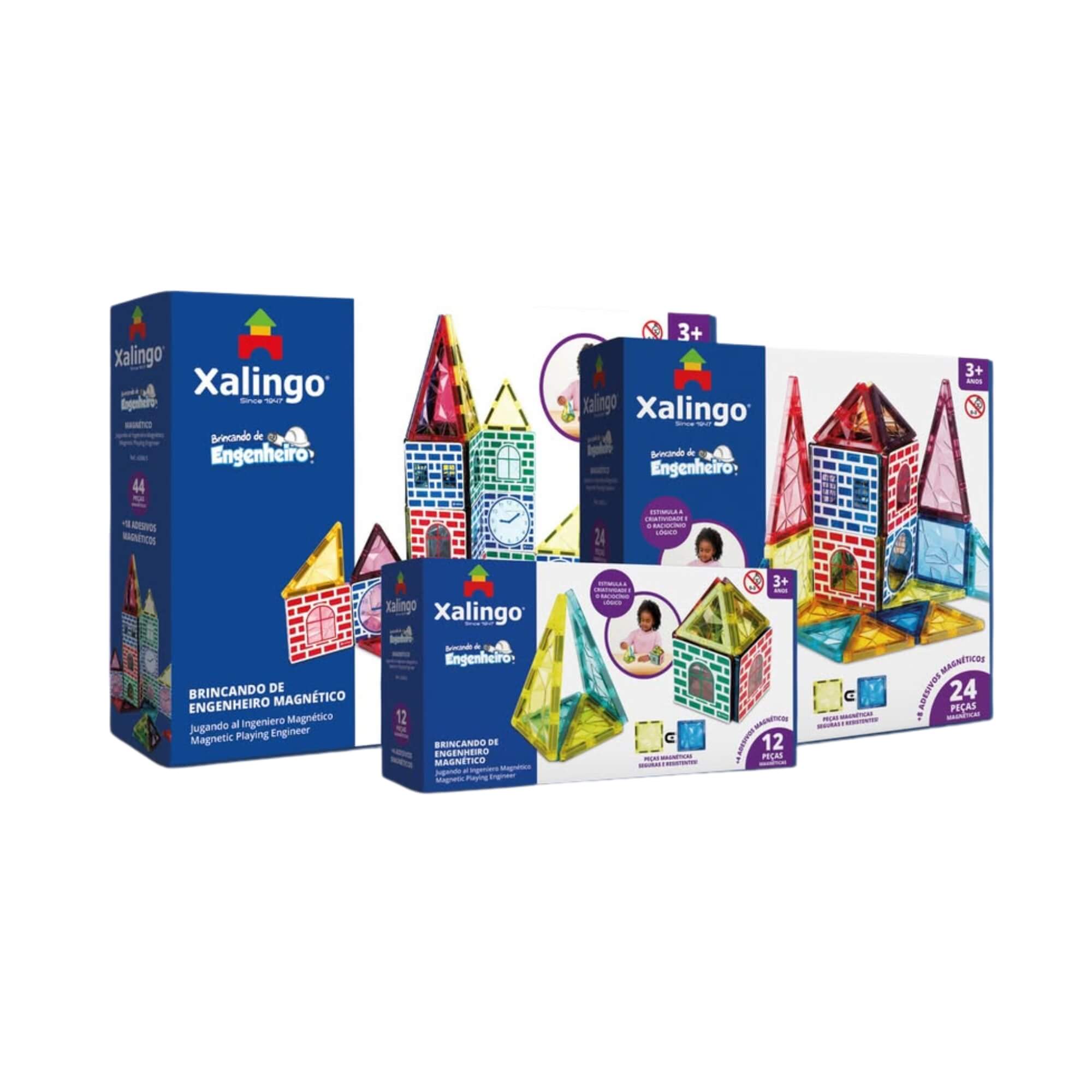 VAR Brinquedo Infantil Brincando de Engenheiro Magnético Xalingo (Escolha o modelo)