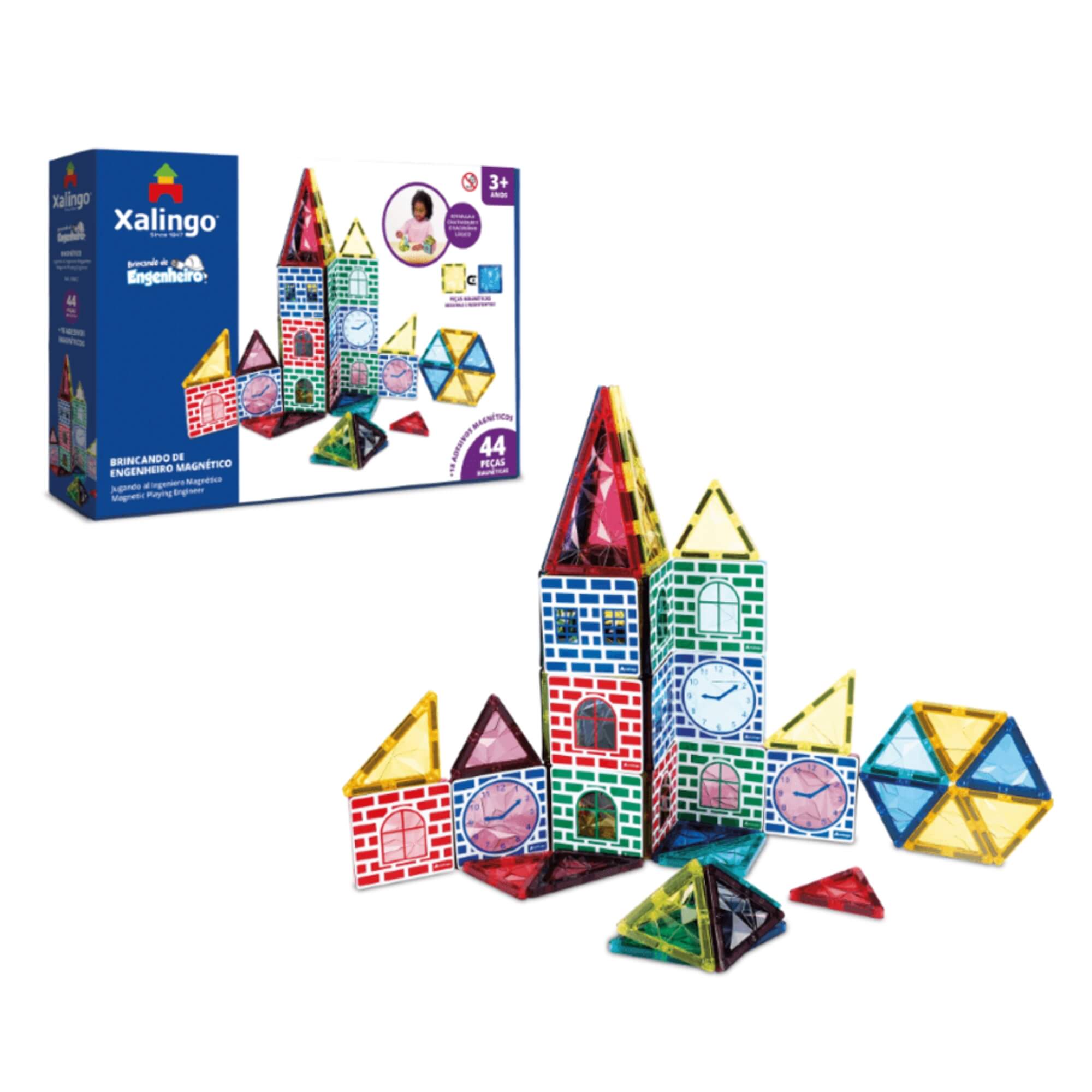 VAR Brinquedo Infantil Brincando de Engenheiro Magnético Xalingo (Escolha o modelo)