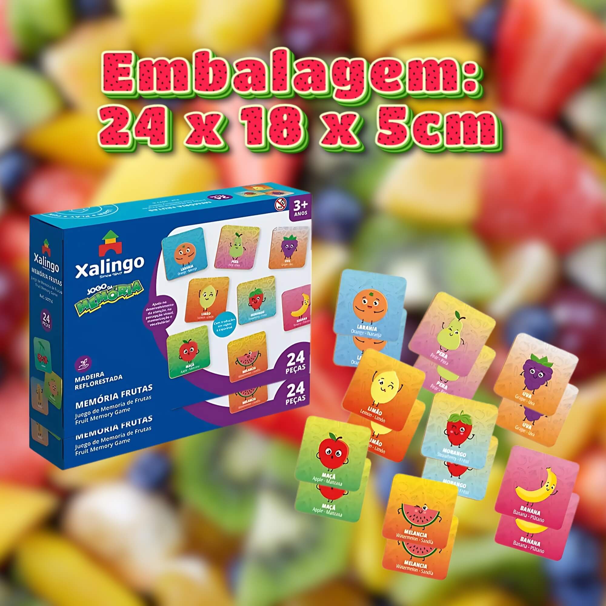 VAR Jogos Educativos Xalingo – Diversão que Ensina! (Escolha o Modelo) Tipo:Jogo da Memória Frutas