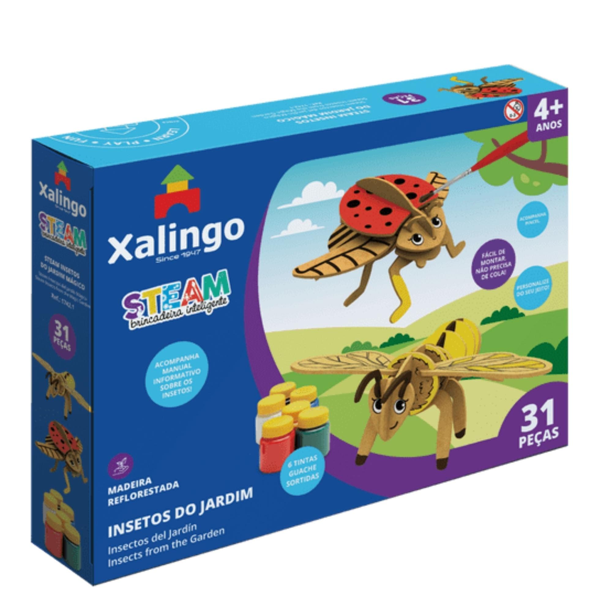 VAR Jogos Educativos Xalingo – Diversão que Ensina! (Escolha o Modelo) Tipo:Kit de Pintura Insetos