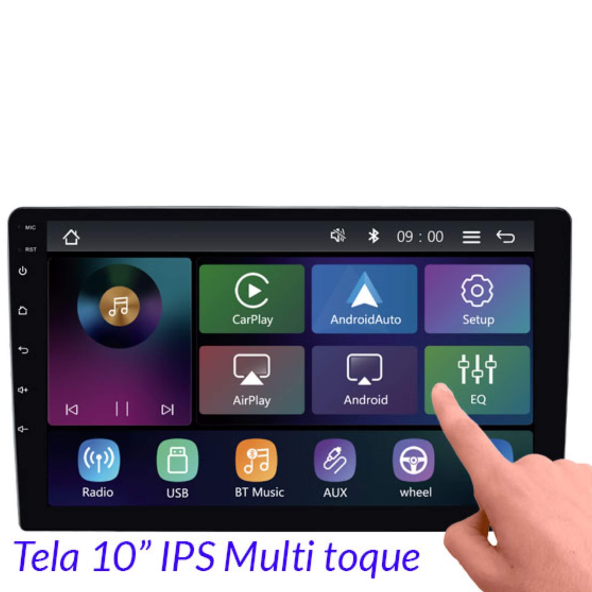 Multimídia Full Touch 10" IPS Capacitiva Pro Line CarPlay Sem Fio Roadstar - RS10200BR MI