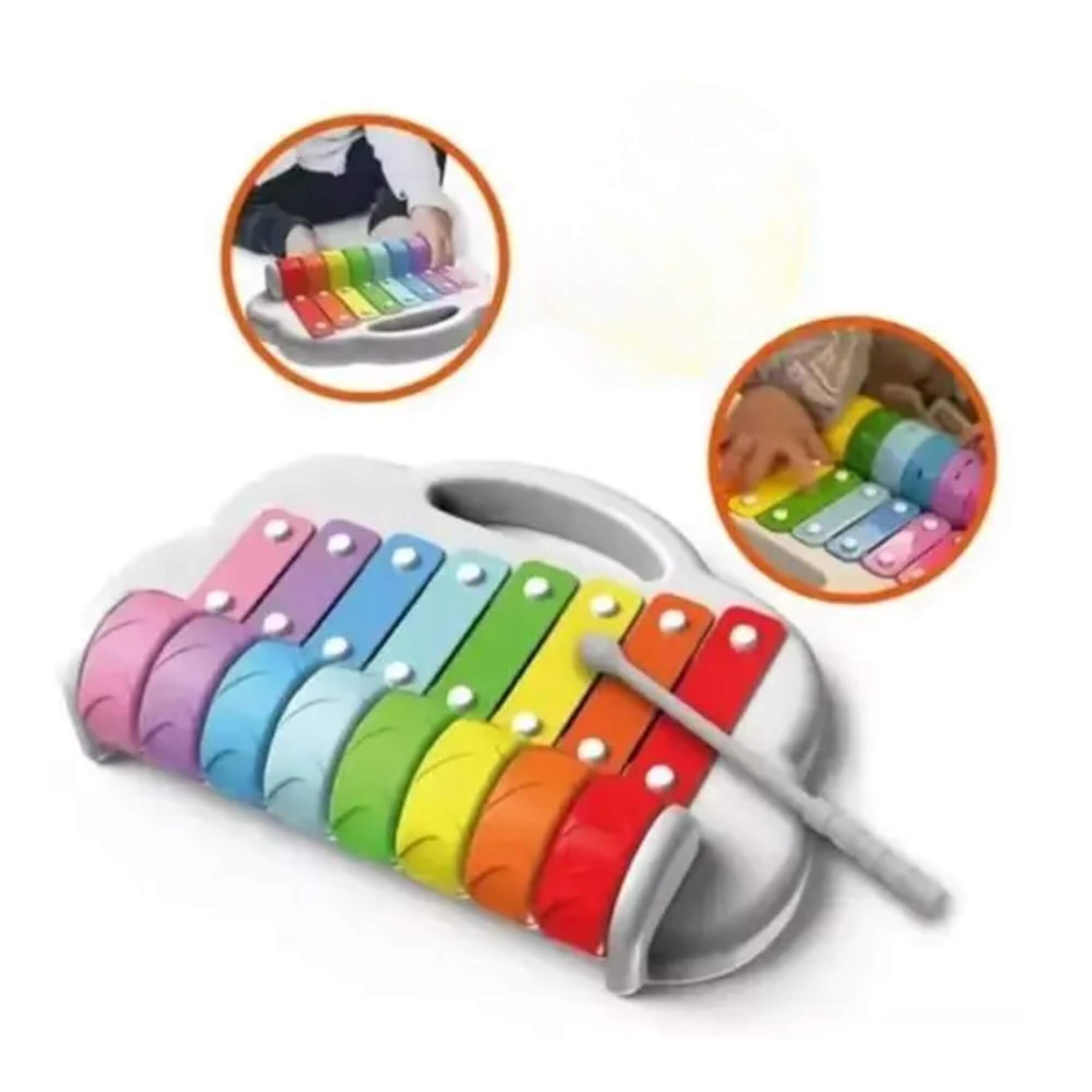 Piano Xilofone Infantil 2 em 1 Arco-Íris Zippy Toys - 10433
