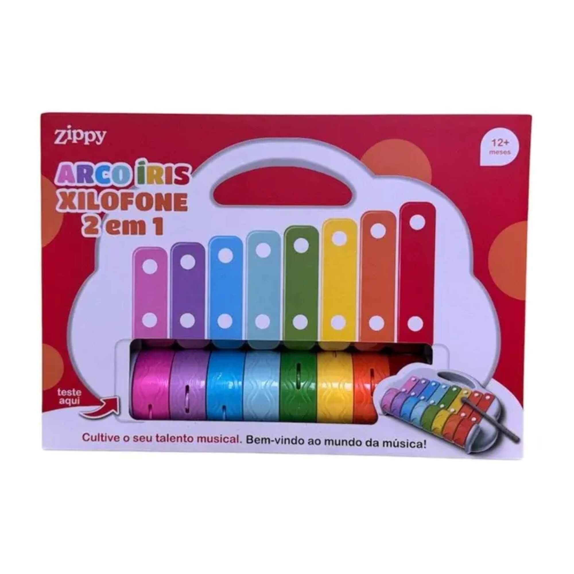 Piano Xilofone Infantil 2 em 1 Arco-Íris Zippy Toys - 10433