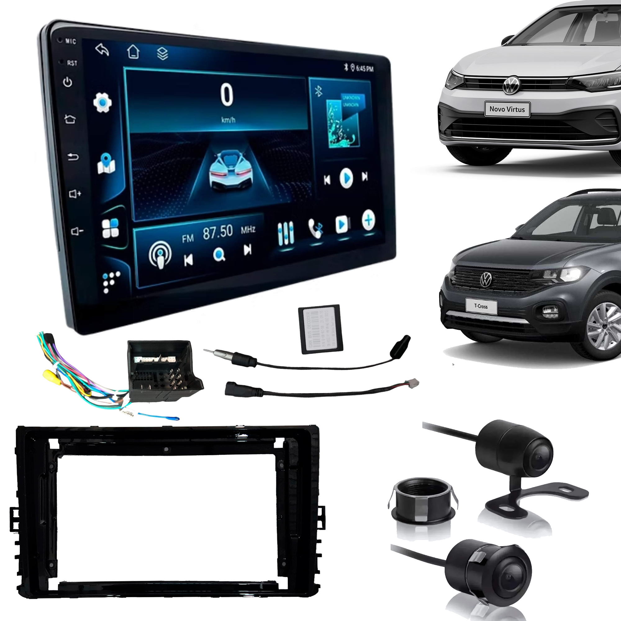 COMP Kit Multimidia 9" Tcross / Virtus QLED 6GB + 128GB CarPlay Android Auto h - HT-9960CA