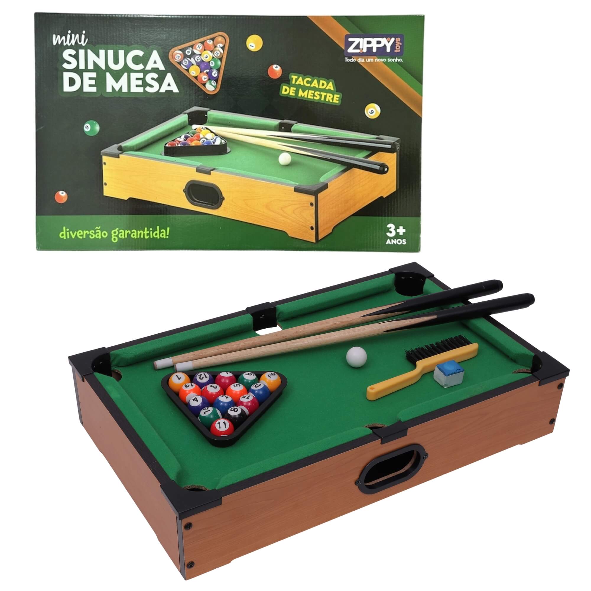 COMP Kit Mini Mesa de Sinuca + Mesa de Pebolim Madeira 51cm Zippy Toys
