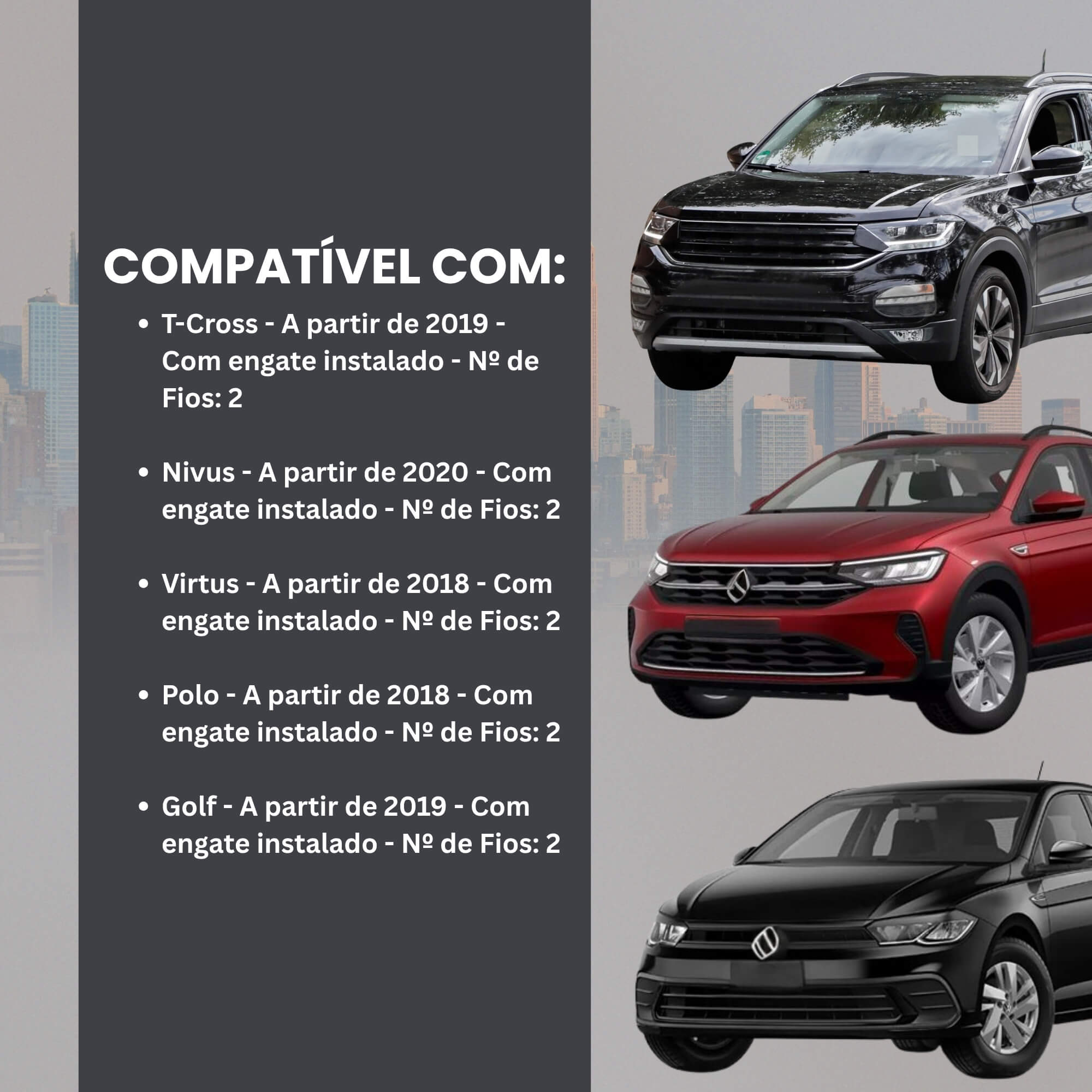 Módulo de Proteção Elétrica p/ Engate compatível c/ T-Cross/Nivus/Polo/Golf Tury - CONNECT5.1CK