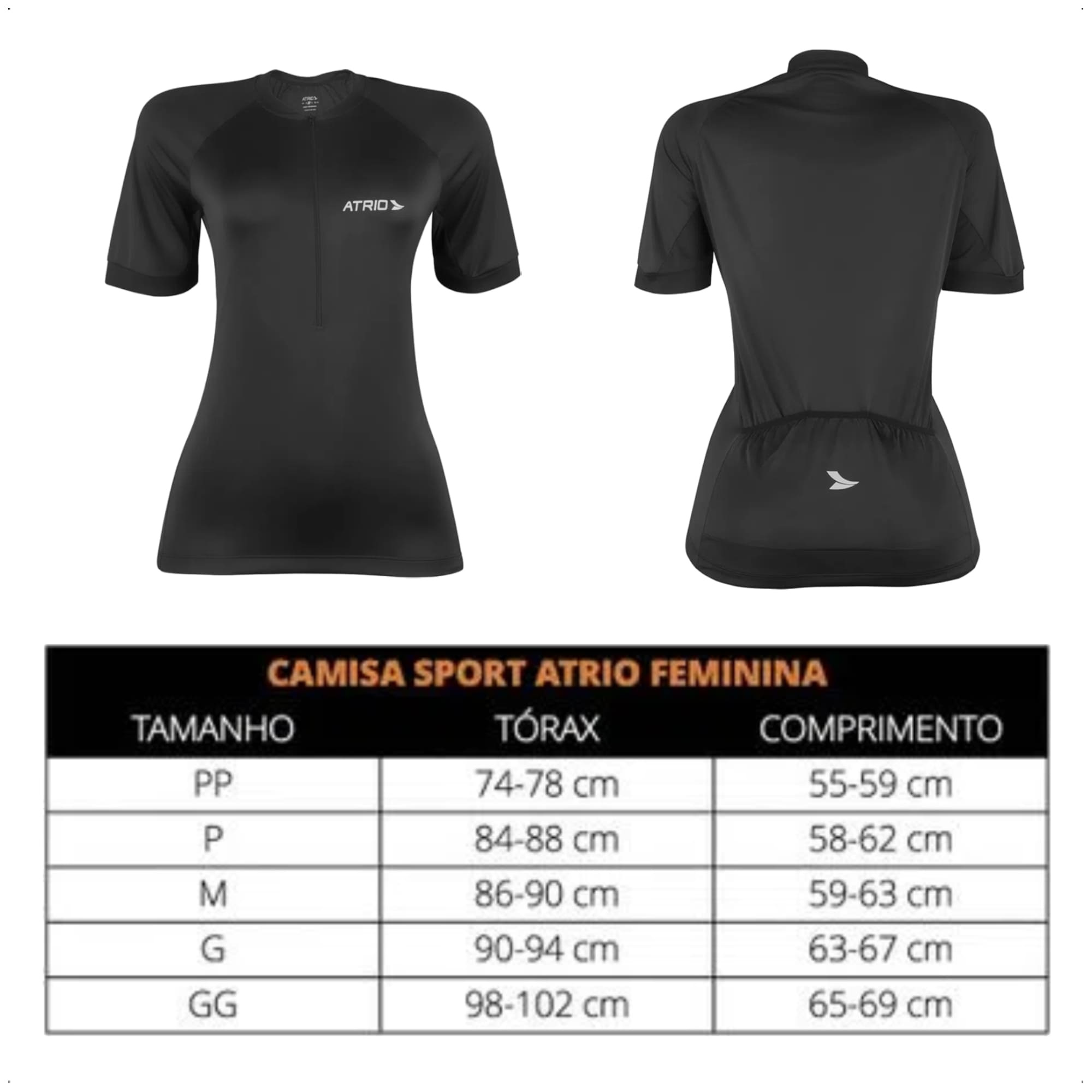 COMP Kit 3 Camisas Ciclismo Feminina Atrio PP Dryfit UV30 Rosa Magenta Preta com Bolsos e Zíper 30cm