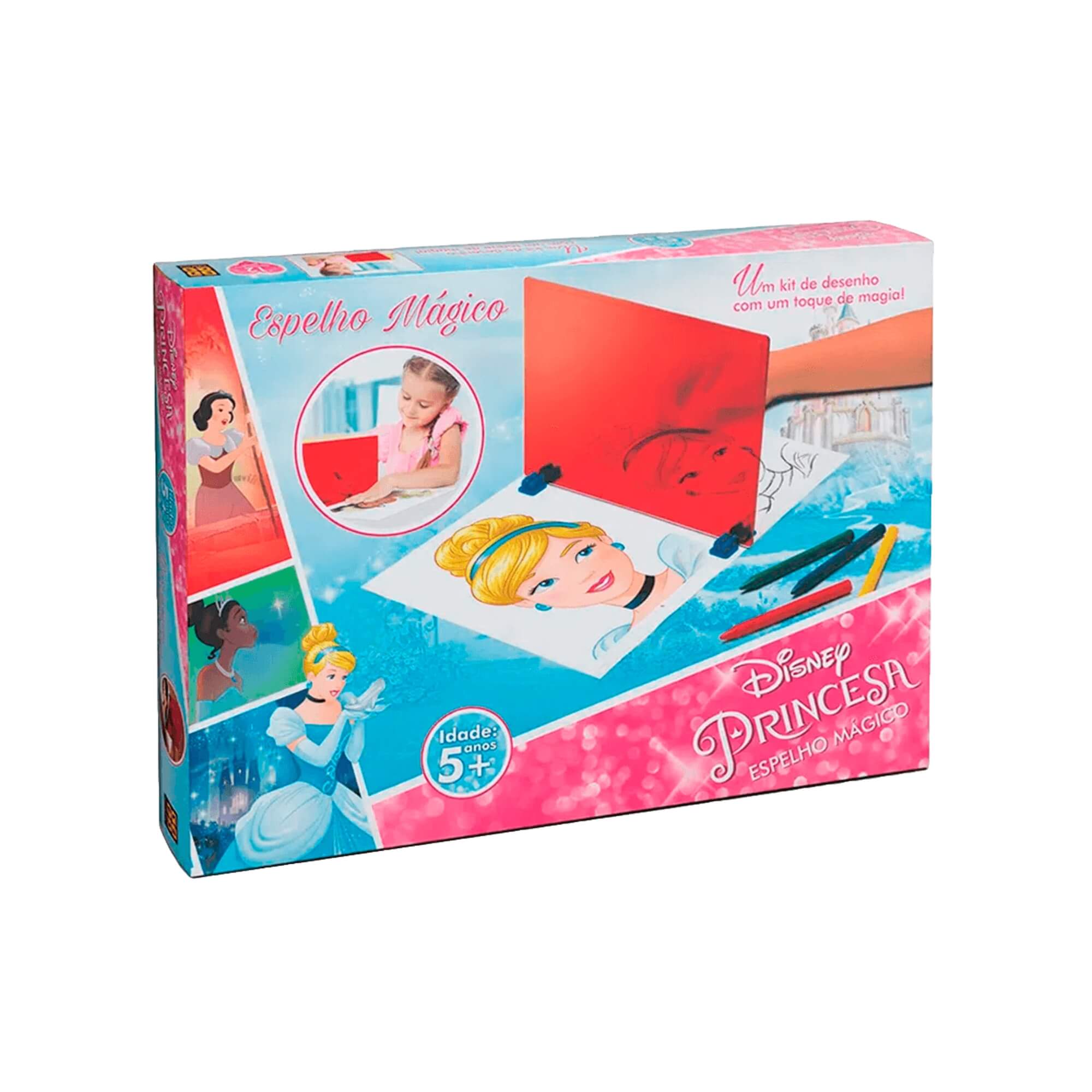 COMP Kit Princesas Disney Grow: Desenho com Espelho Mágico + 2 Quebra-Cabeças 30 e 60 Peças