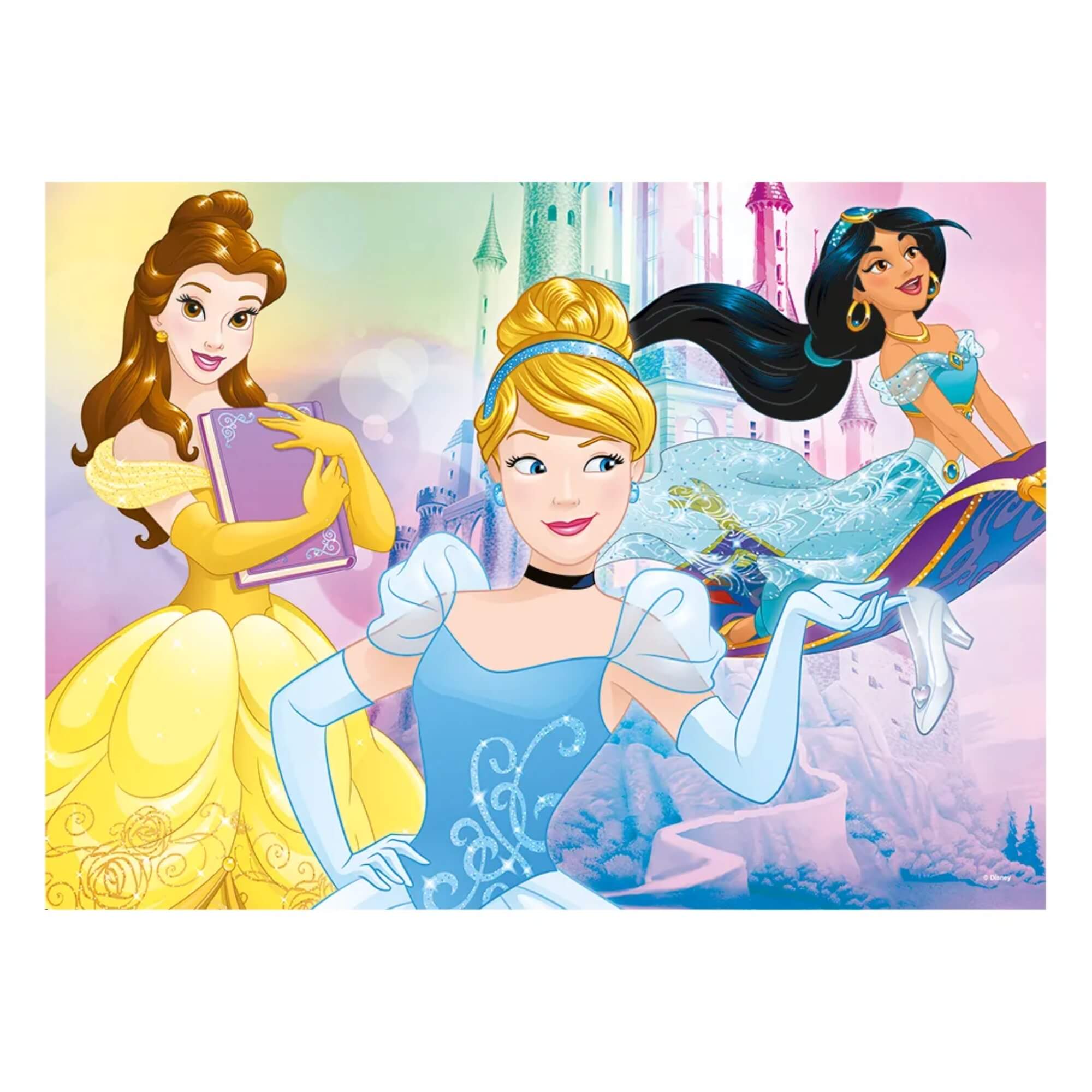 COMP Kit Princesas Disney Grow: Desenho com Espelho Mágico + 2 Quebra-Cabeças 30 e 60 Peças