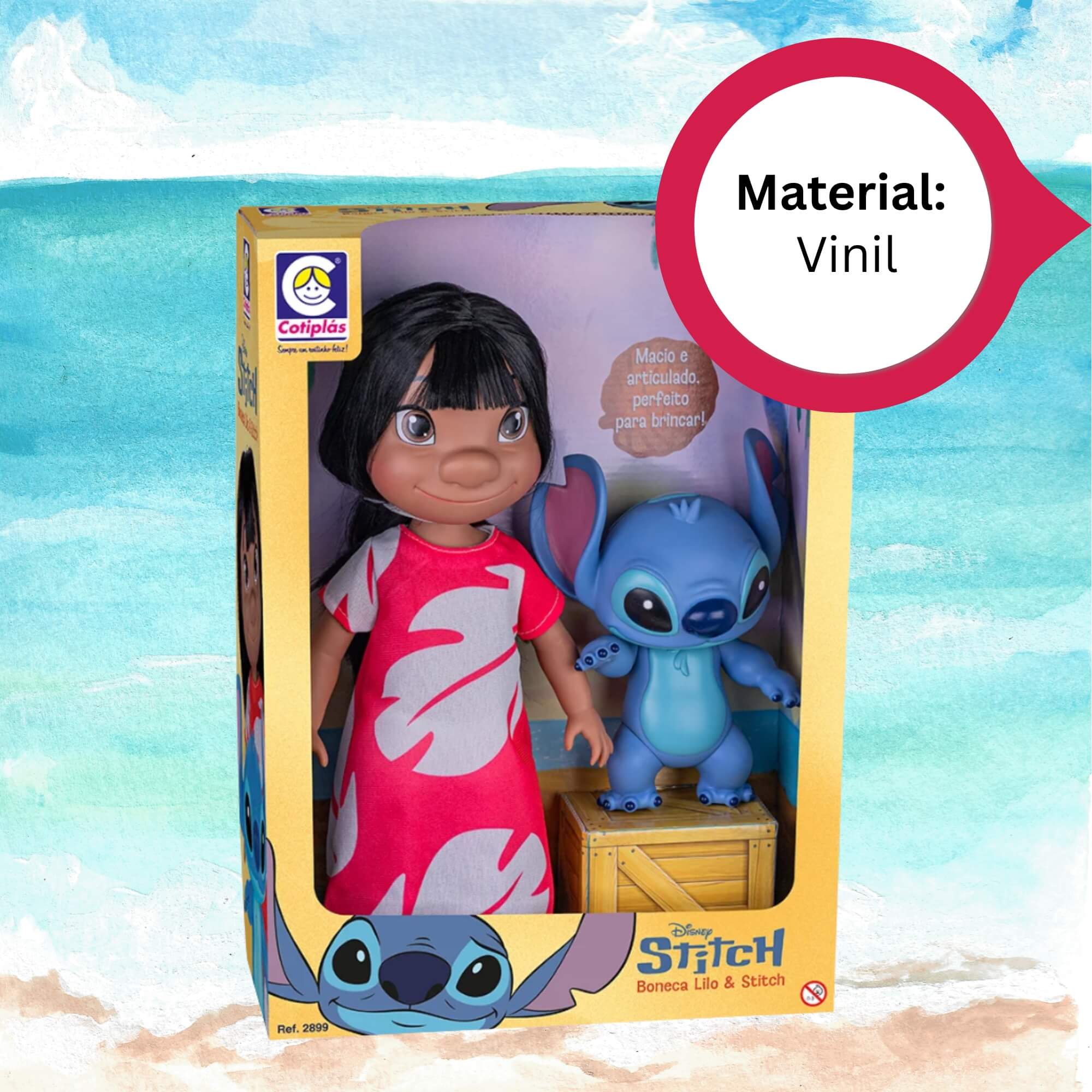 Boneca Lilo e Stitch Disney - Vinil Detalhado +3 Anos Cotiplás - 2899