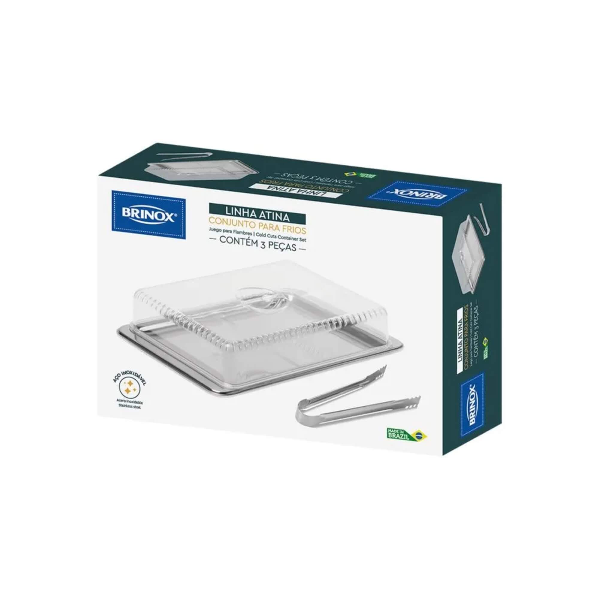 Kit Porta Frios Átina 19 x 28 x 7,2 cm 3 Peças - Aço Inoxidável Brinox - 1413/100