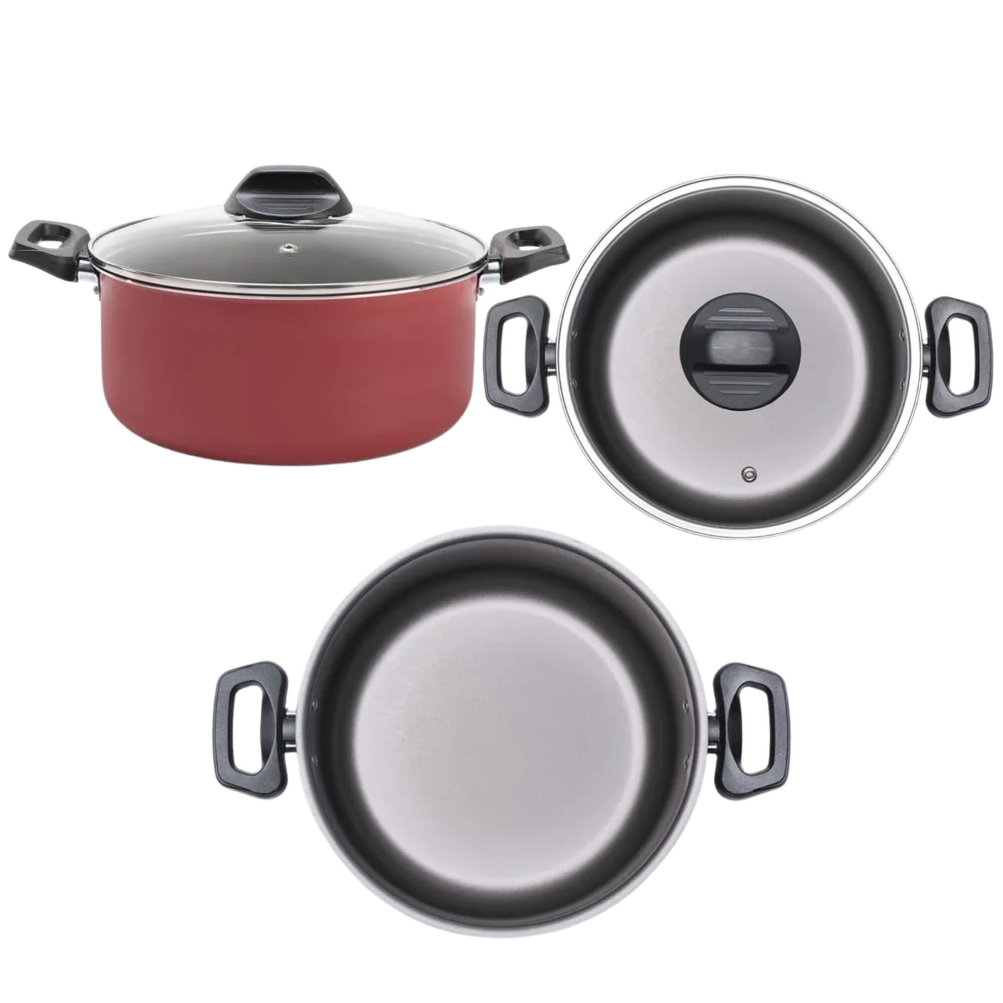 Jogo de Panelas Antiaderente Pro-Flon 7 Peças Ruby Vermelho Brinox - 7131/415