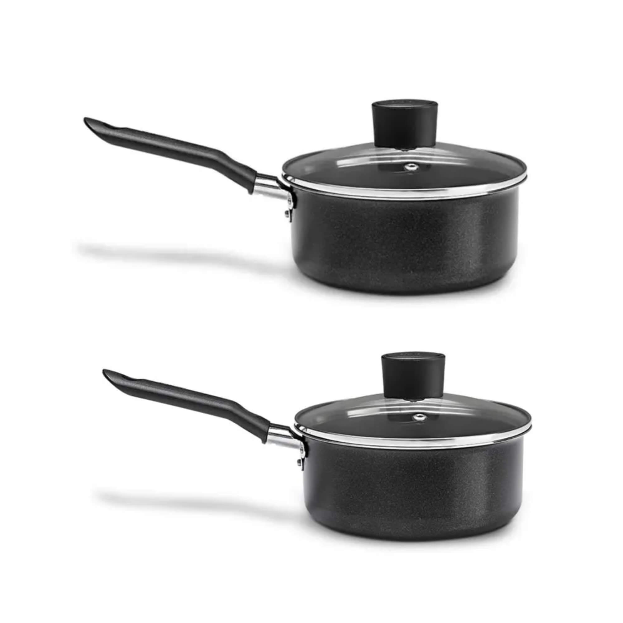 Jogo de Panelas Ebony Antiaderente Pro-Flon 7 Peças Preto Brinox - 7190/401