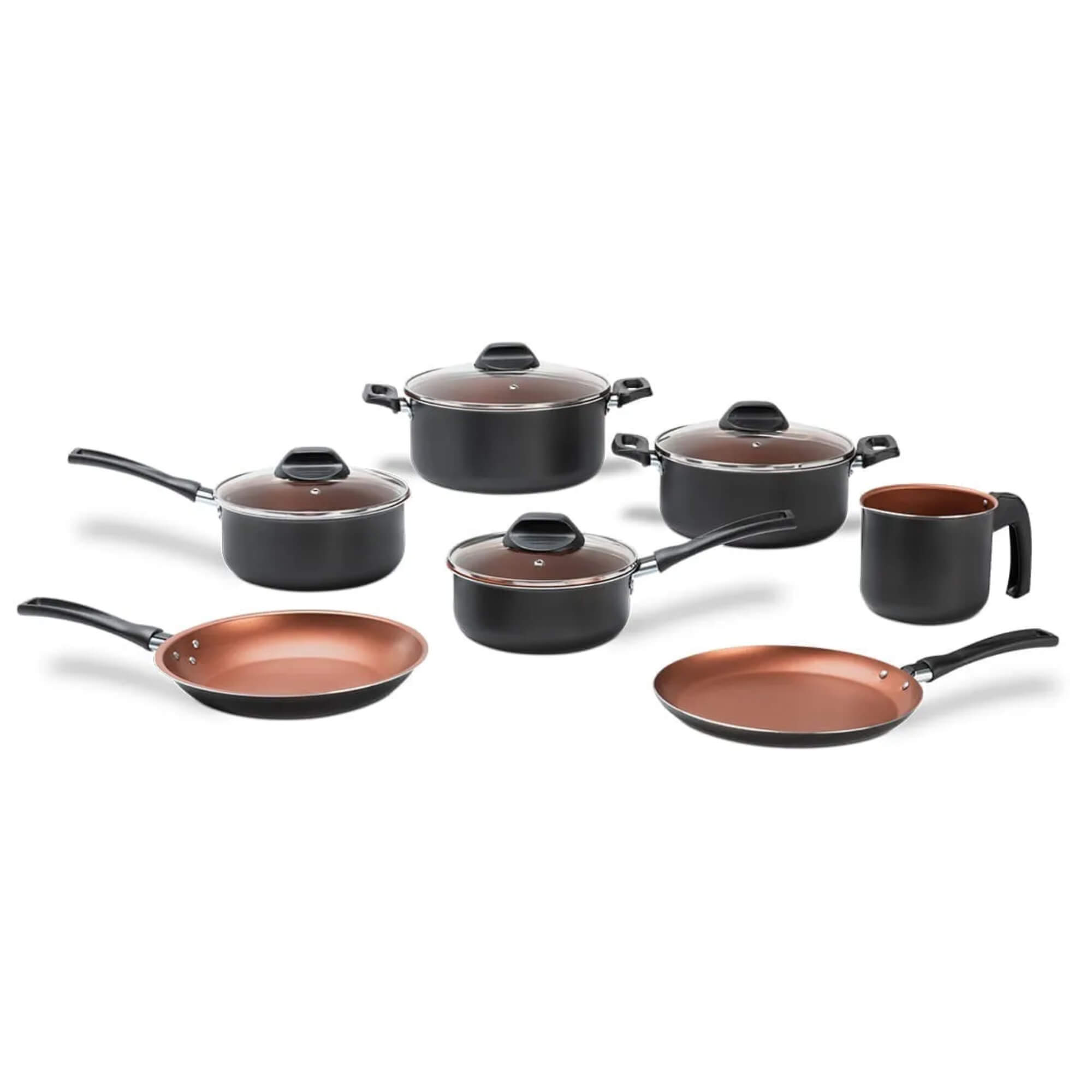 Jogo de Panelas Topázio Antiaderente Pro-Flon 7 Peças Cinza Range Brinox - 7233/103