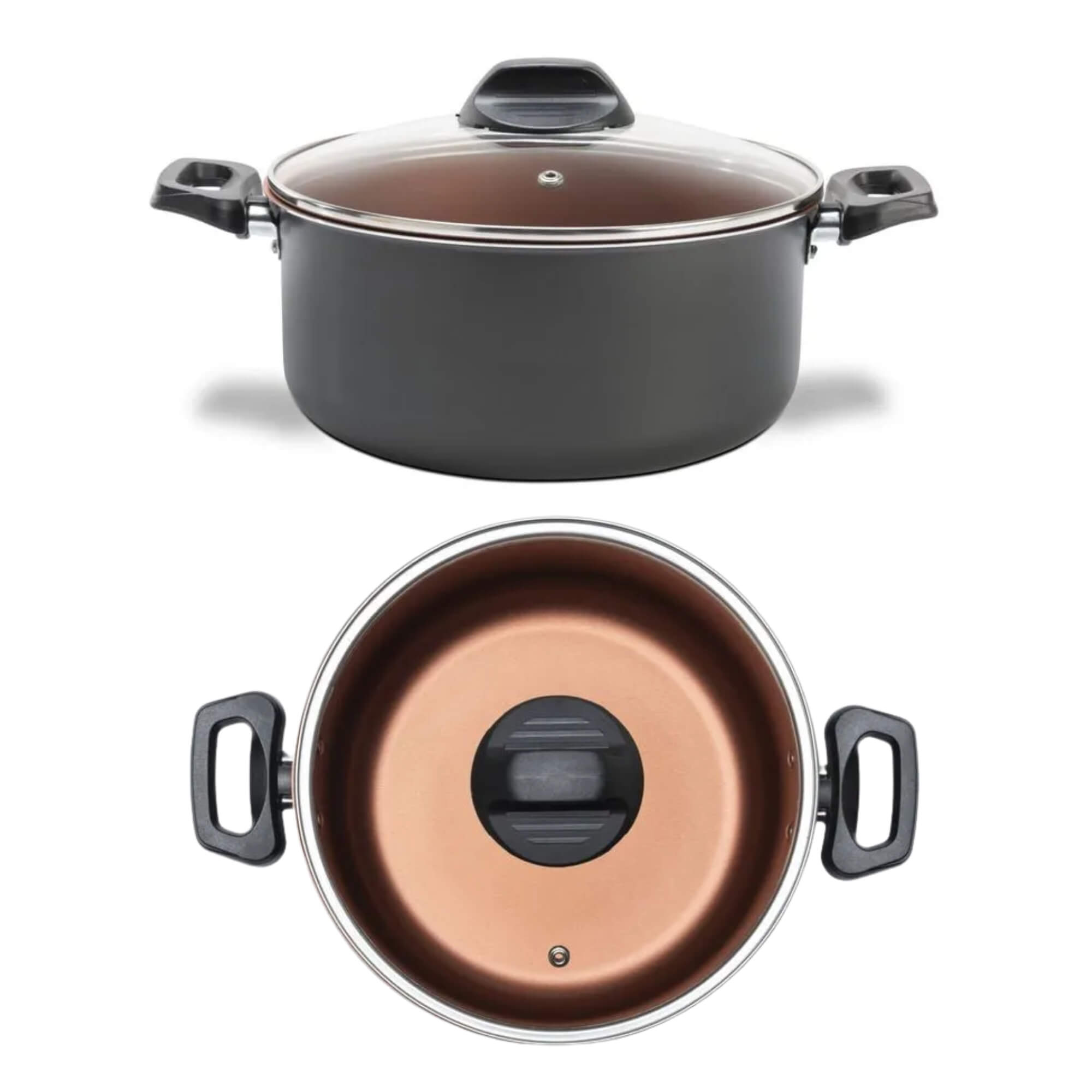 Jogo de Panelas Topázio Antiaderente Pro-Flon 7 Peças Cinza Range Brinox - 7233/103