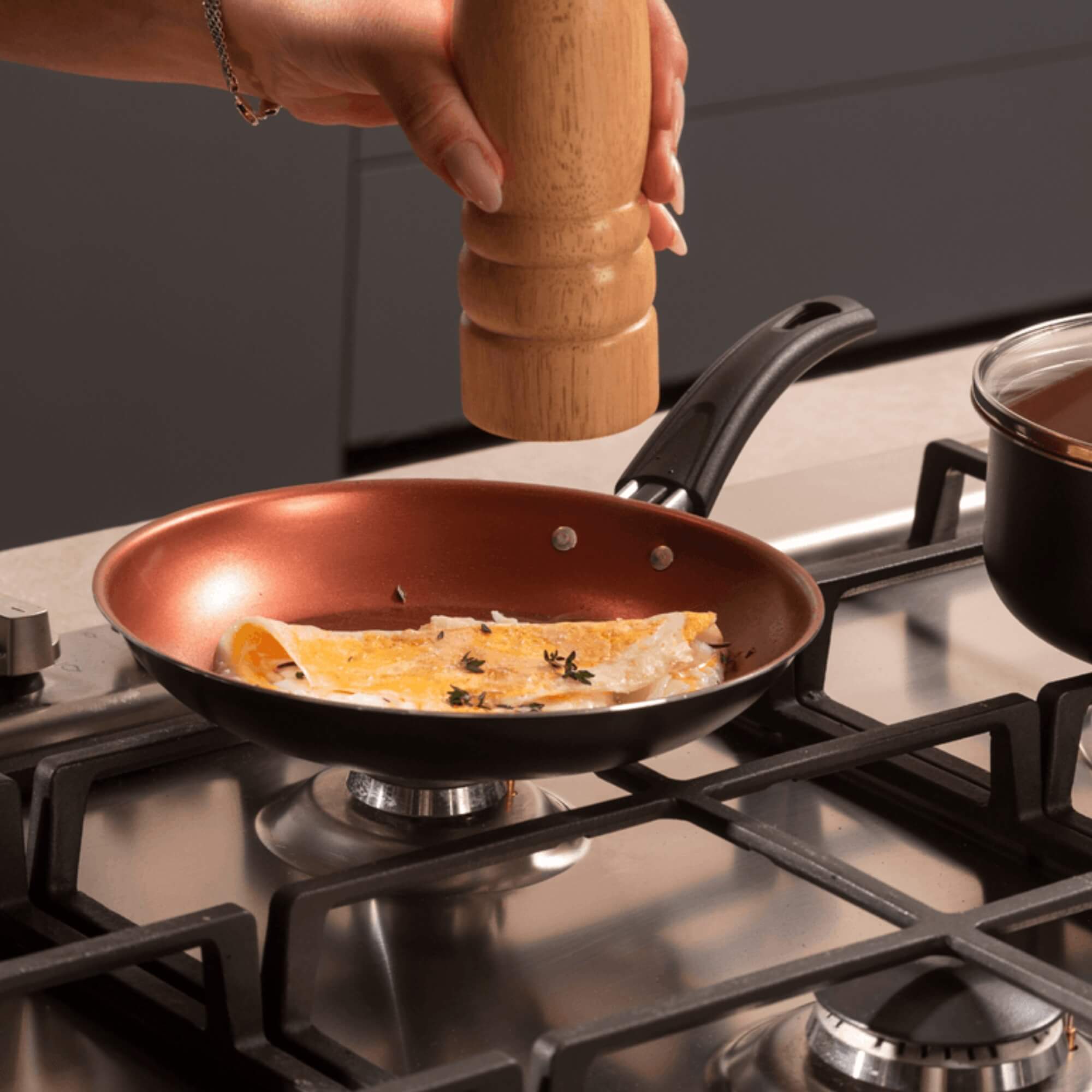 Jogo de Panelas Topázio Antiaderente Pro-Flon 7 Peças Cinza Range Brinox - 7233/103