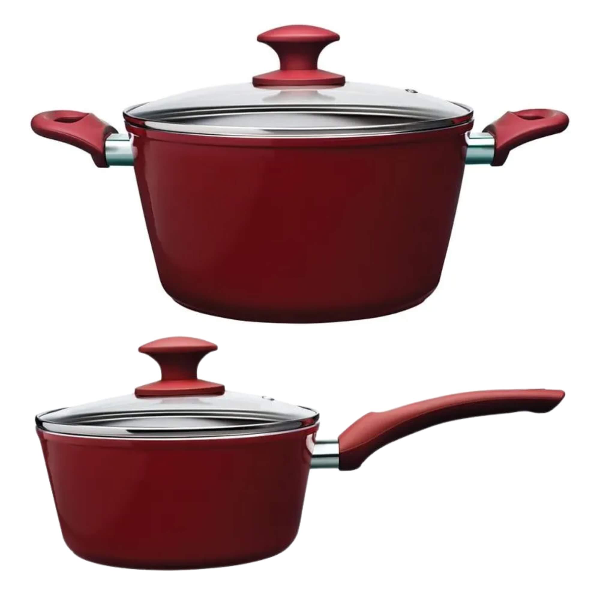 Jogo de Panelas Antiaderente Optima Ceramic Life 5 Peças c/ Indução Vermelho Carmin Brinox - 4799/100