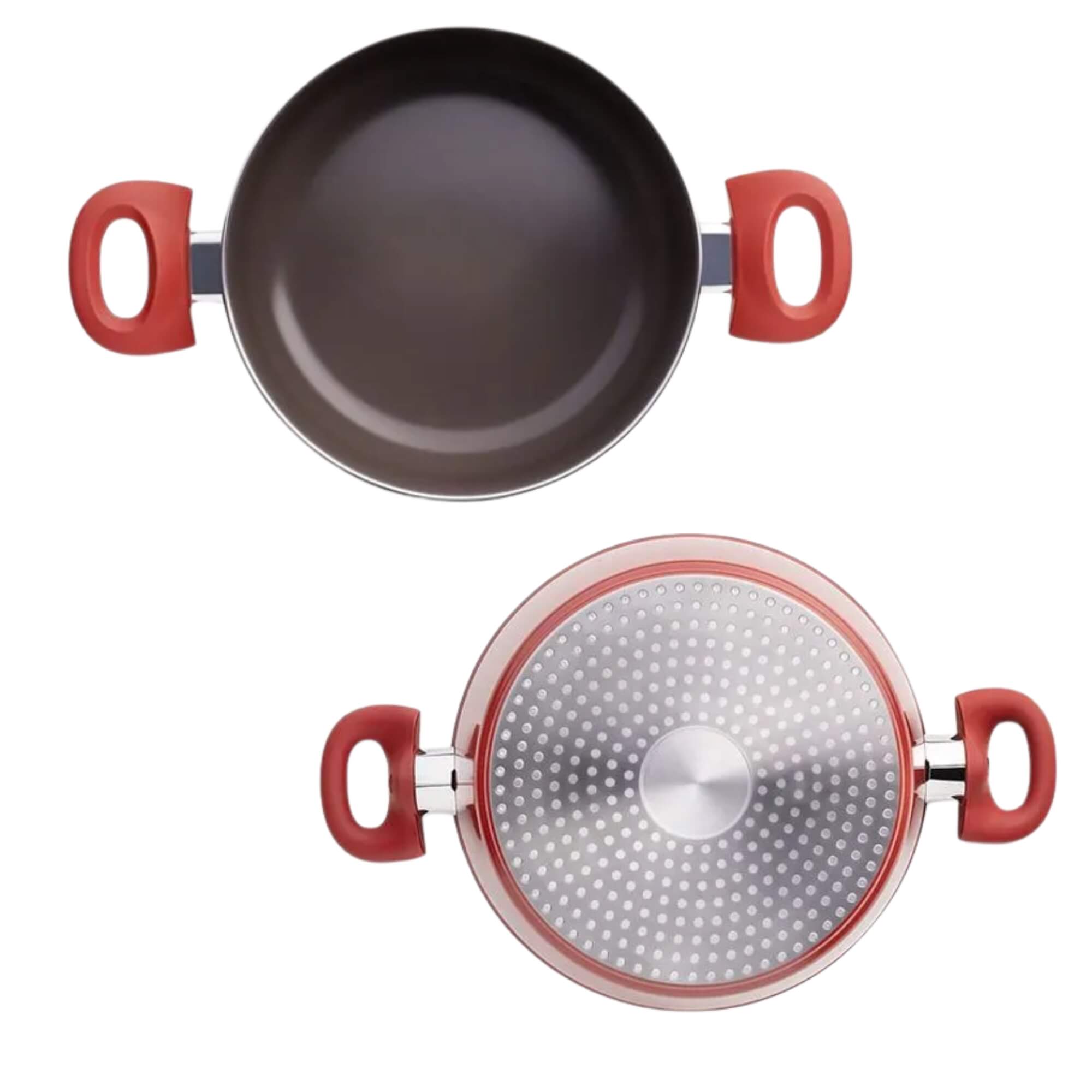 Jogo de Panelas Antiaderente Optima Ceramic Life 5 Peças c/ Indução Vermelho Carmin Brinox - 4799/100