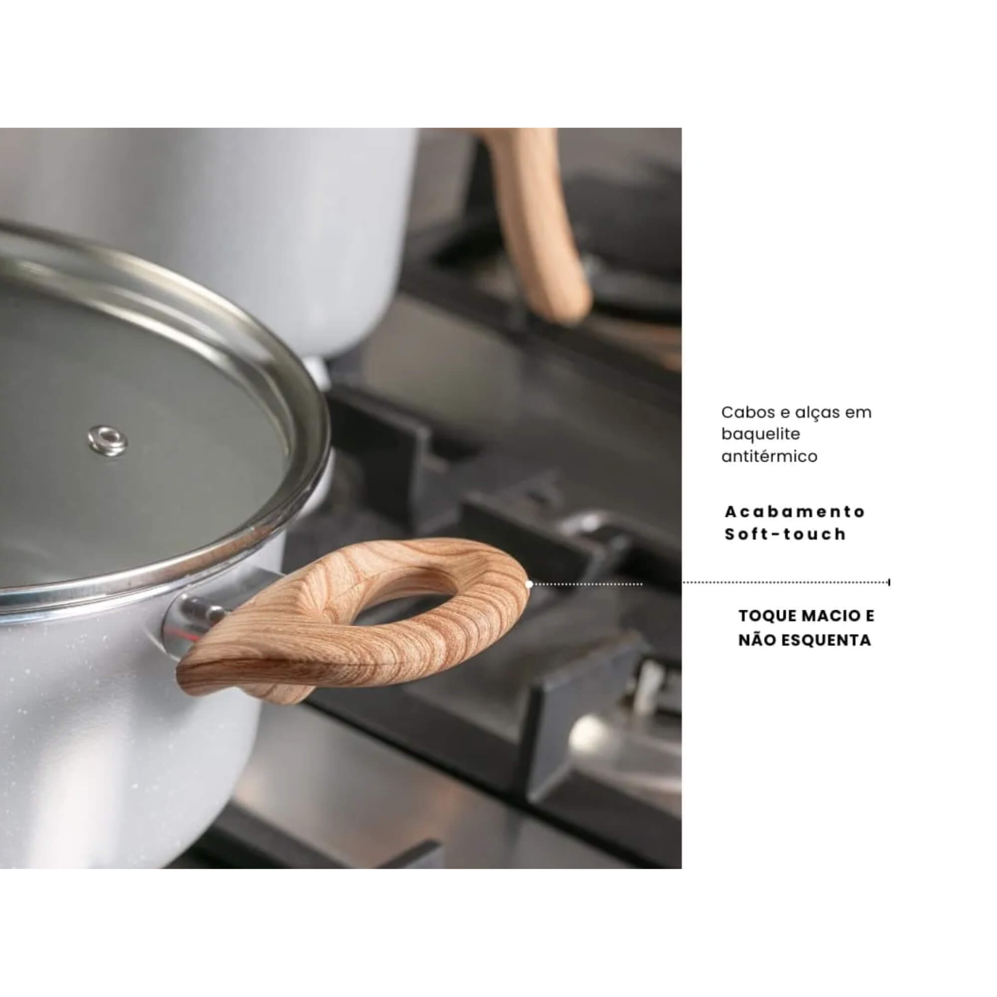 Jogo de Panelas Antiaderente Ceramic Life 5 Peças Easy Gris Brinox - 4789/126