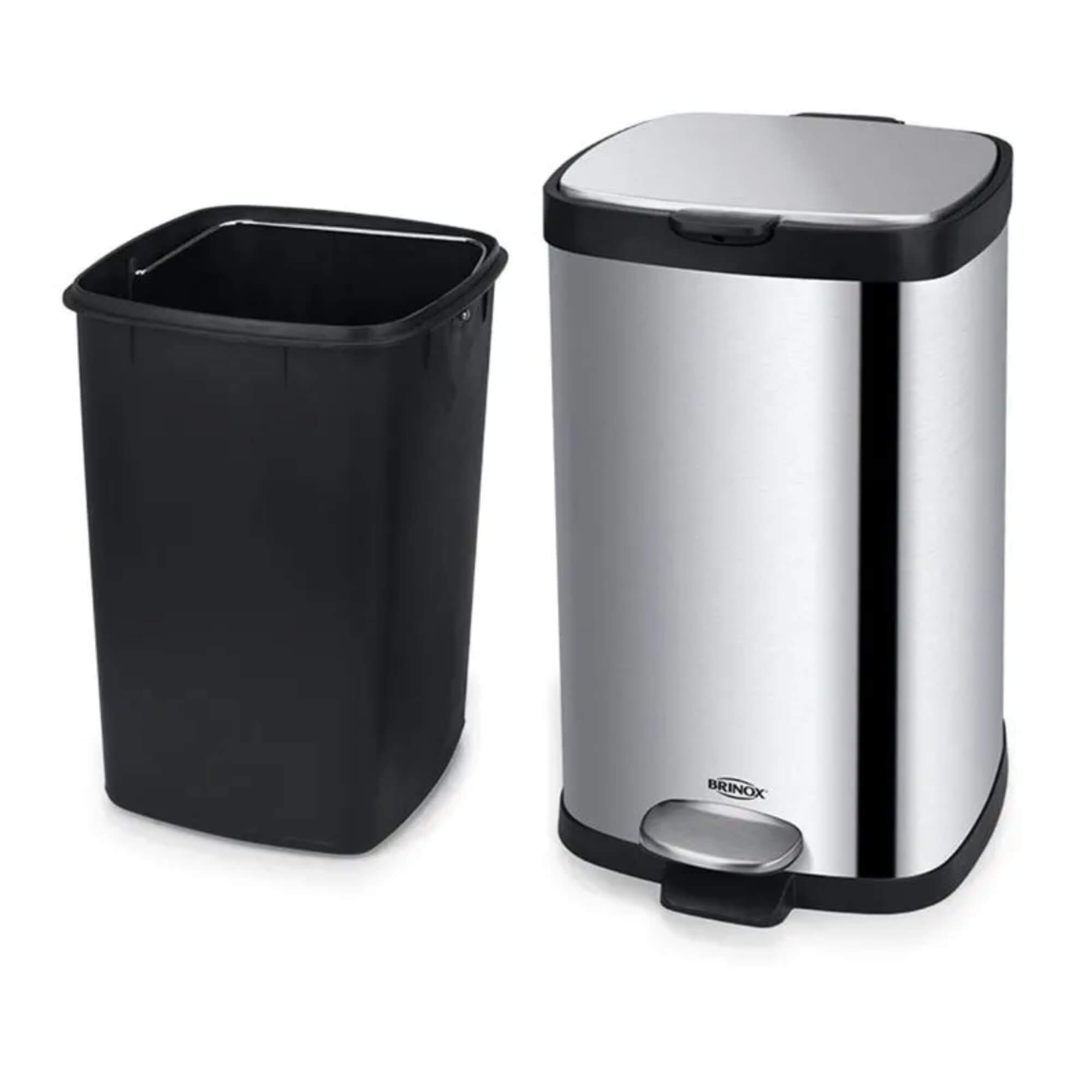 Lixeira com Pedal e Balde Frame 12 Litros Aço Inox Escovado Brinox - 3065/101